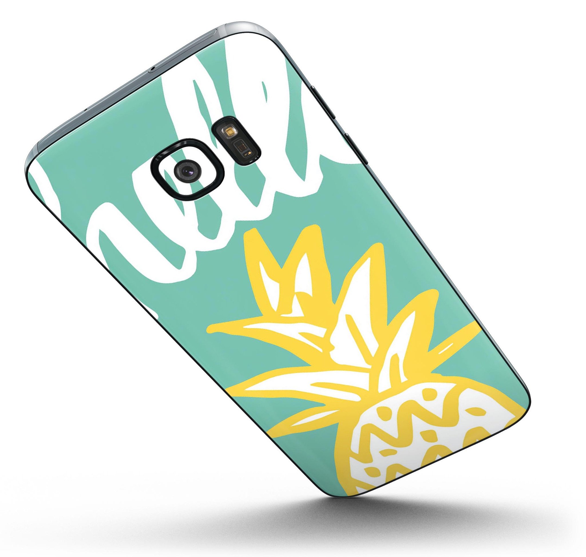 Well Hello Pineapple Full Body Skin-Kit for Samsung Galaxy S7 and S7 Edge, showcasing vibrant pineapple design and premium vinyl material.