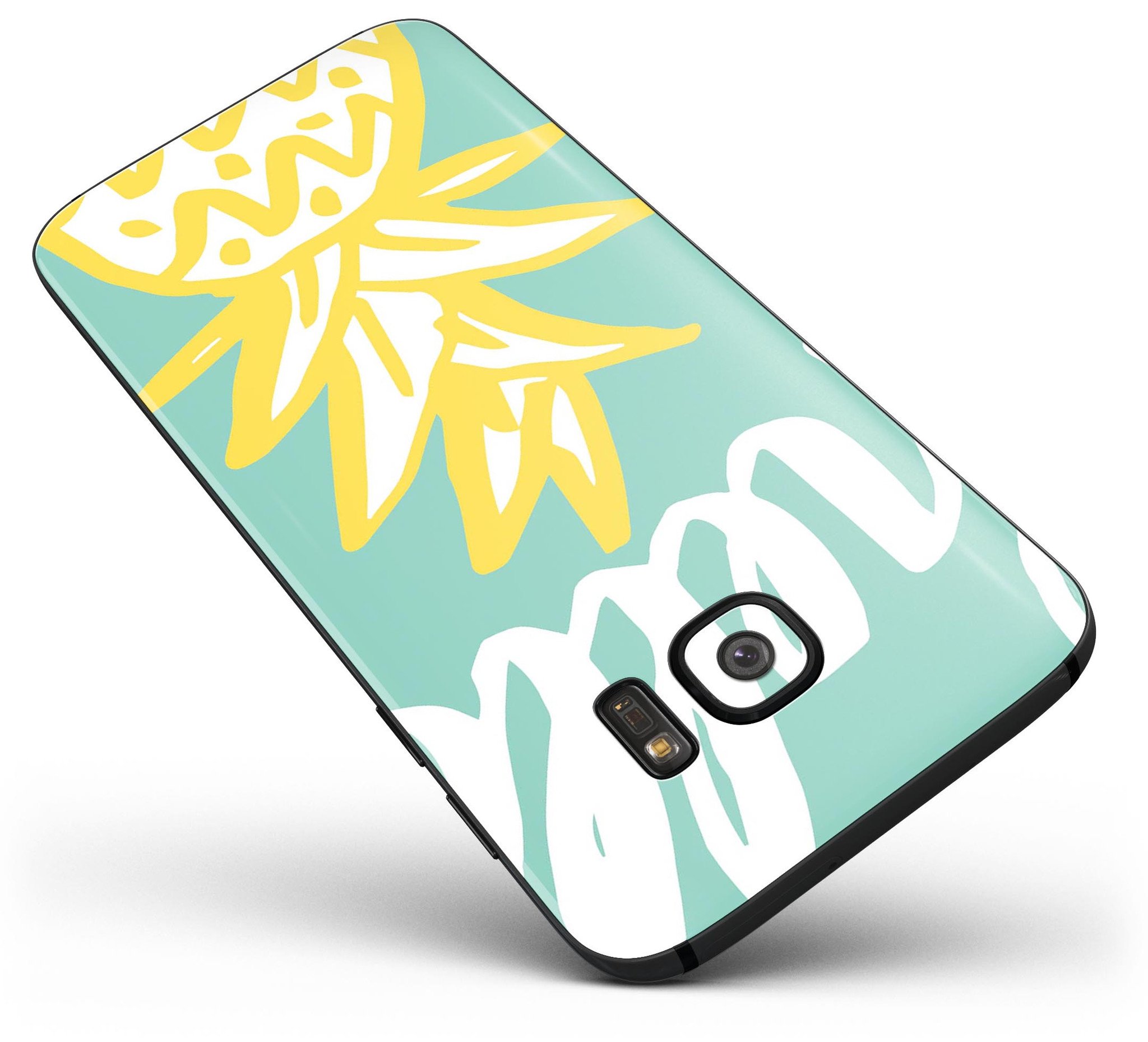 Well Hello Pineapple Full Body Skin-Kit for Samsung Galaxy S7 and S7 Edge, showcasing vibrant pineapple design and premium vinyl material.