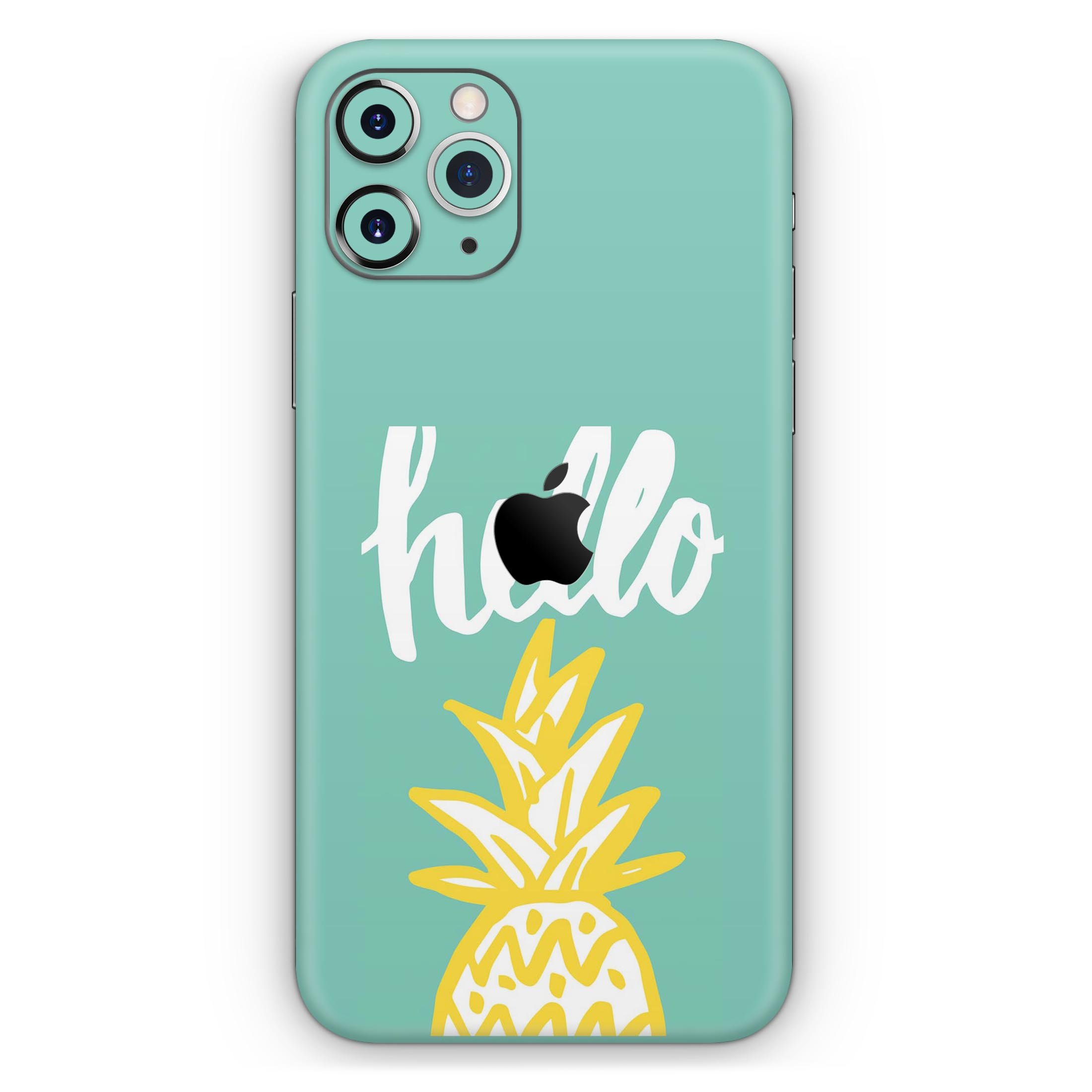 Well Hello Pineapple Skin-Kit for Apple iPhone 14, featuring vibrant pineapple design on premium vinyl.