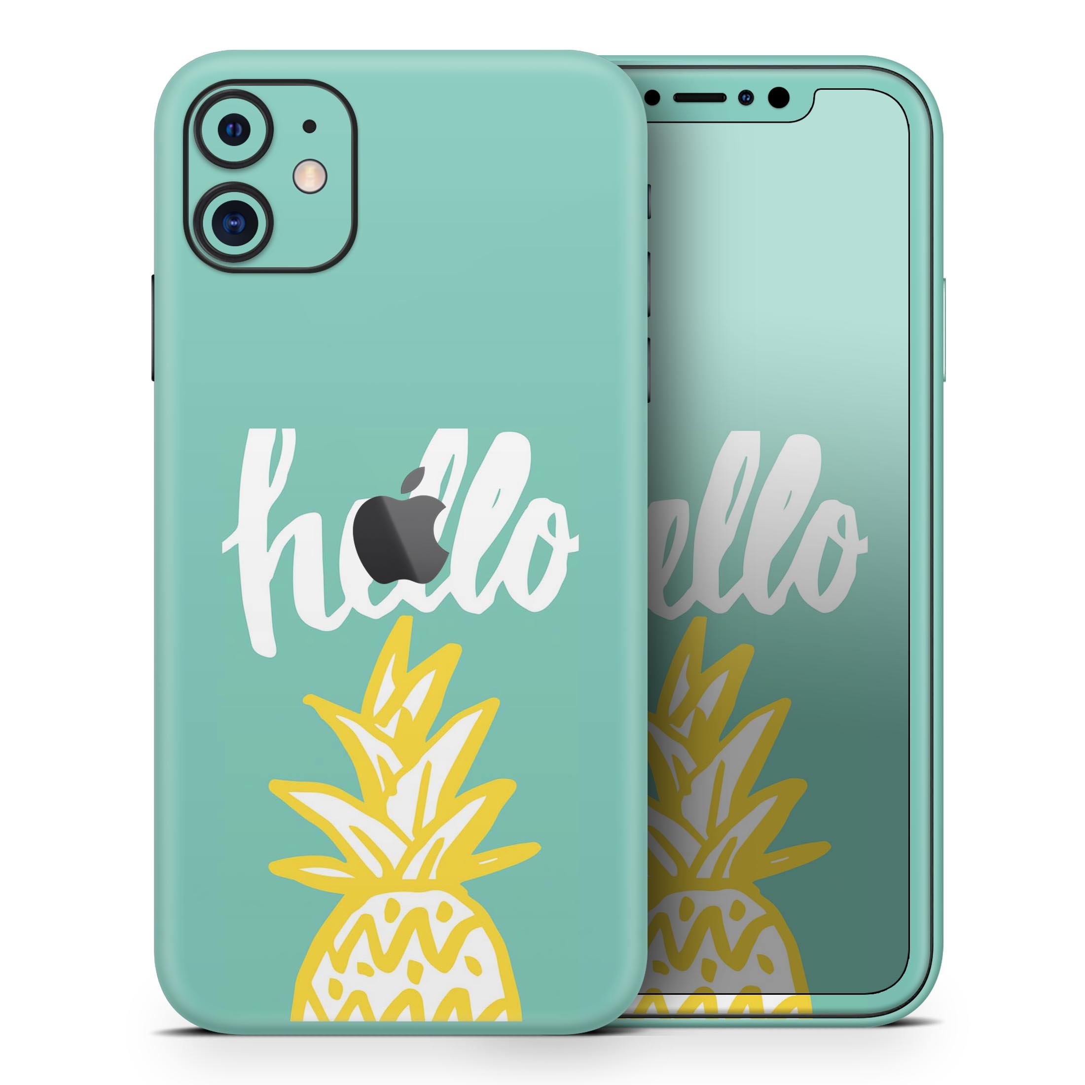 Well Hello Pineapple Skin-Kit for Apple iPhone 14, featuring vibrant pineapple design on premium vinyl.