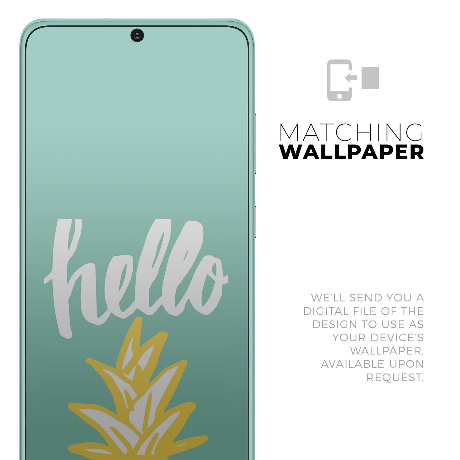 Well Hello Pineapple Skin-Kit for Samsung Galaxy S20, showcasing vibrant design and premium vinyl material.