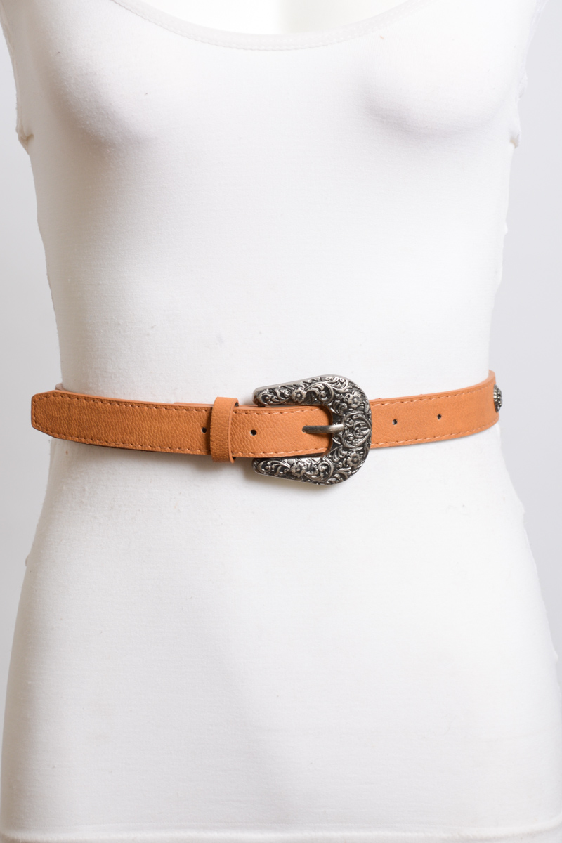 A stylish Western style fashion belt made from durable materials, featuring a classic western design suitable for casual outfits.