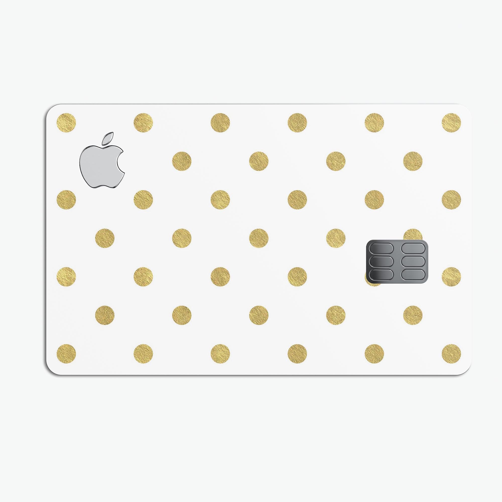 White and Gold Foil Polka skin kit for Apple Card, showcasing its elegant design and premium quality.