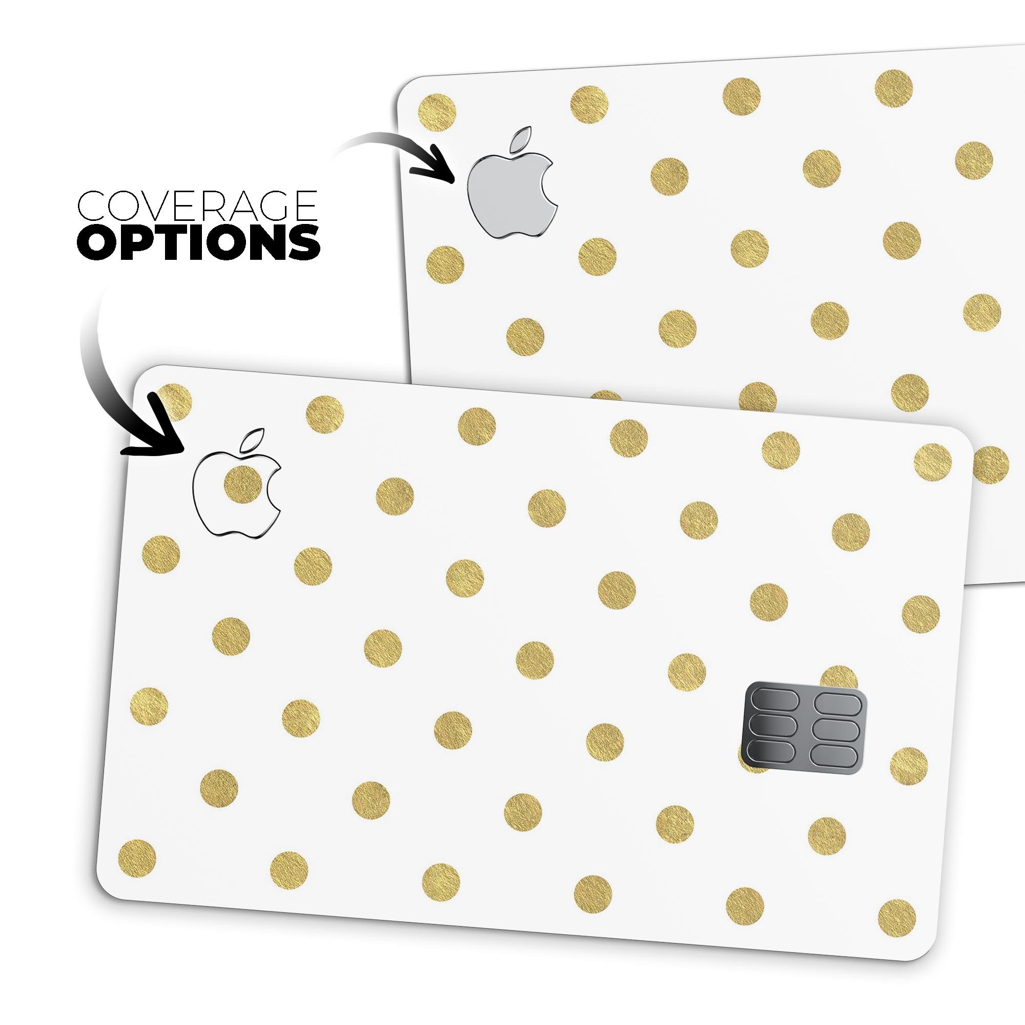 White and Gold Foil Polka skin kit for Apple Card, showcasing its elegant design and premium quality.