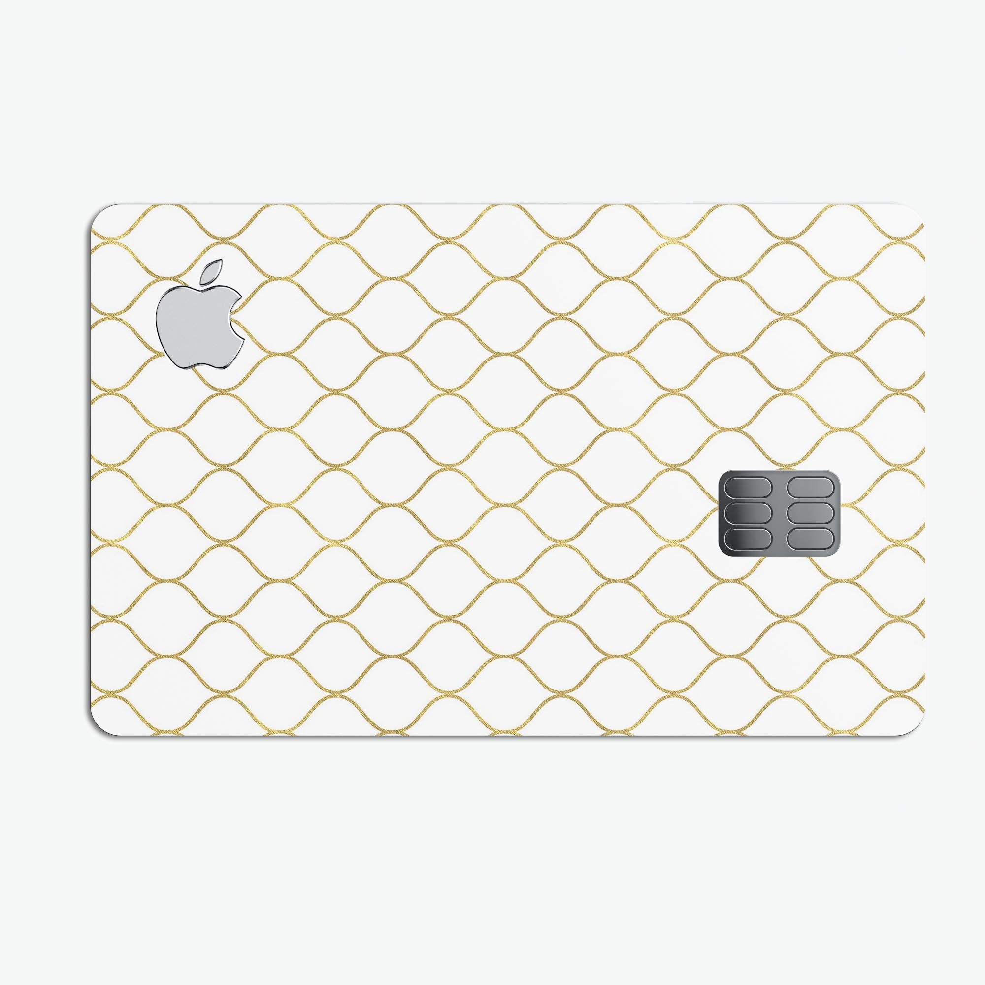 White and Gold Foil Premium Protective Decal Skin-Kit for Apple Card, showcasing its elegant design and high-quality finish.