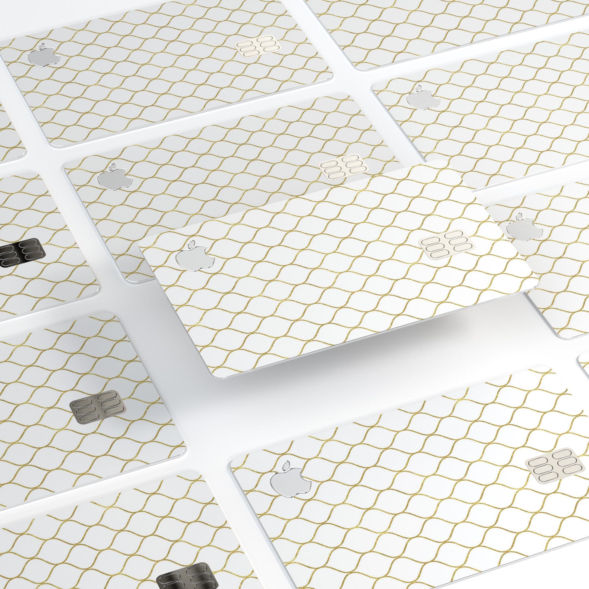 White and Gold Foil Premium Protective Decal Skin-Kit for Apple Card, showcasing its elegant design and high-quality finish.