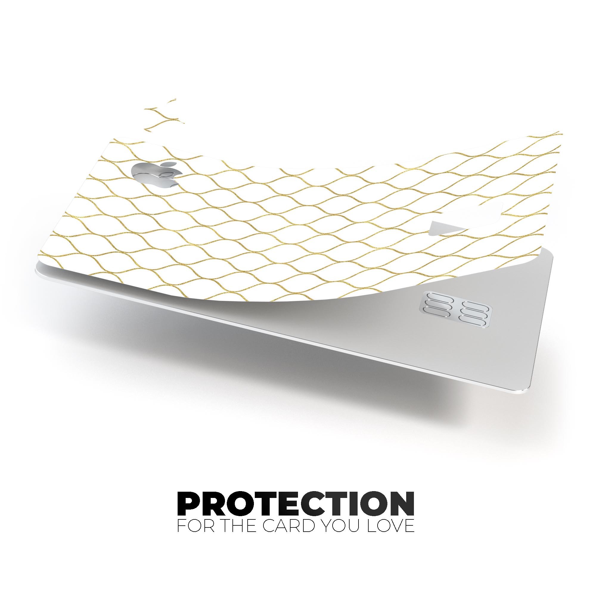 White and Gold Foil Premium Protective Decal Skin-Kit for Apple Card, showcasing its elegant design and high-quality finish.