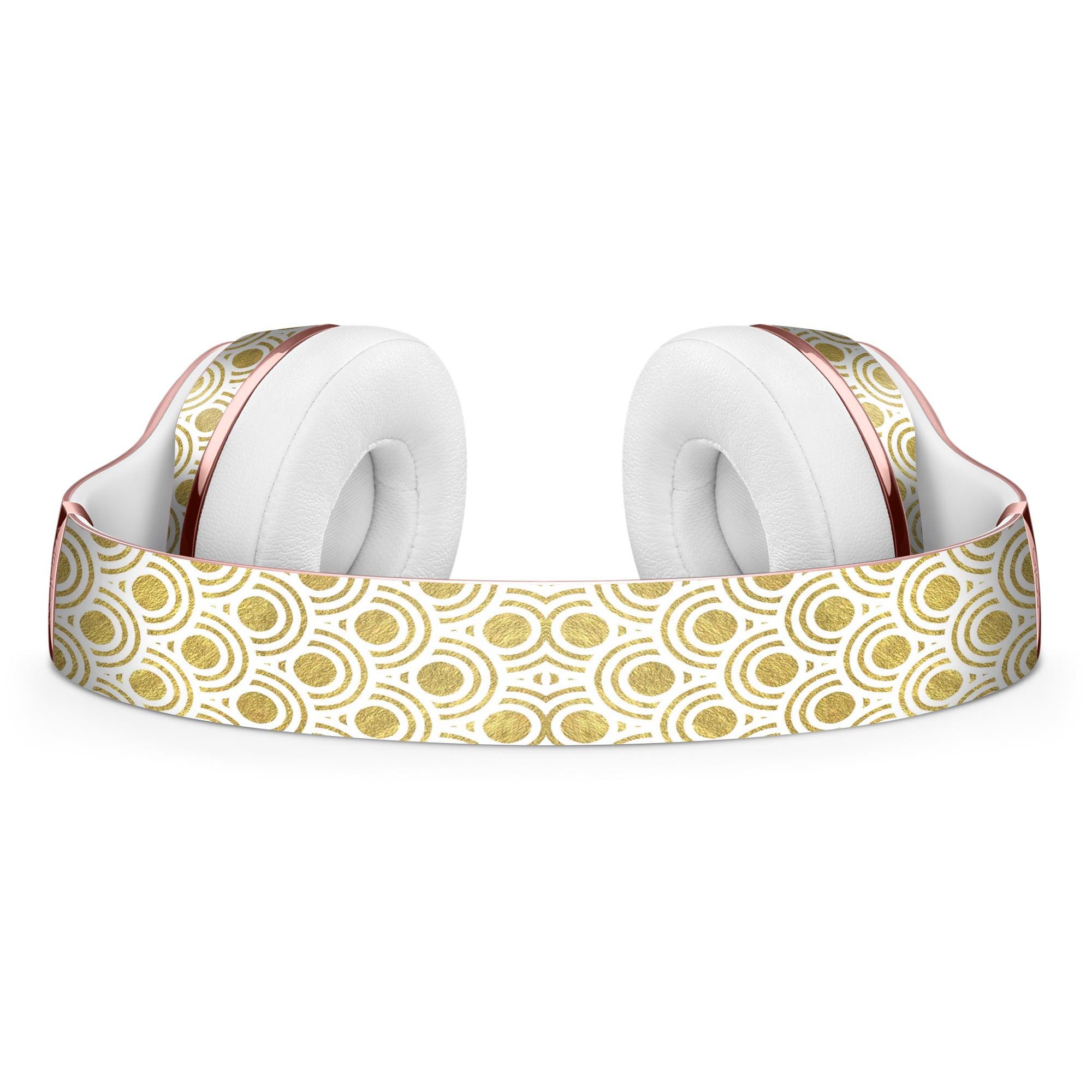 White and Gold Foil Full-Body Skin Kit for Beats by Dre Solo 3, showcasing its stylish design and premium vinyl material.