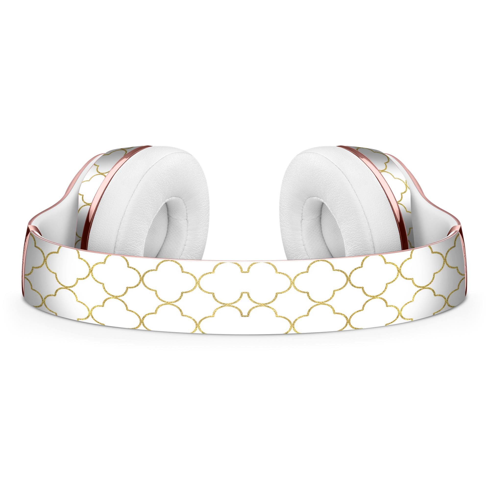 White and Gold Foil Full-Body Skin Kit for Beats by Dre Solo 3, showcasing a stylish design that protects headphones.