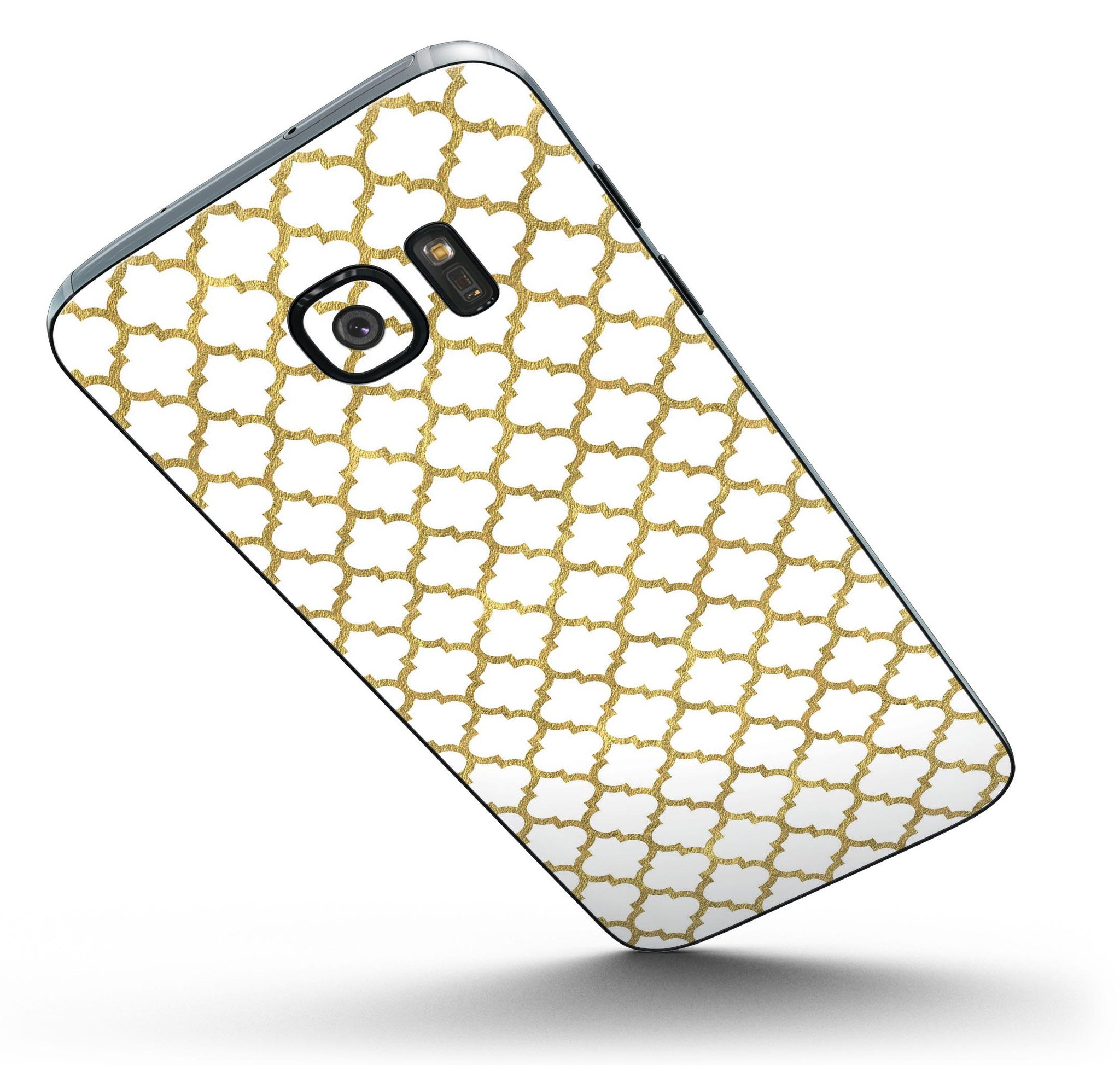 White and Gold Foil Skin-Kit for Samsung Galaxy S7, showcasing its sleek design and premium finish.