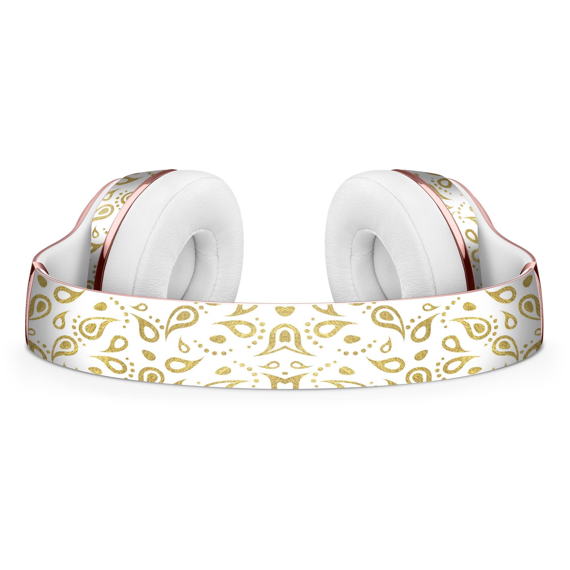 White and Gold Foil v8 Full-Body Skin Kit for Beats by Dre Solo 3, showcasing a stylish design that enhances the headphones' appearance.