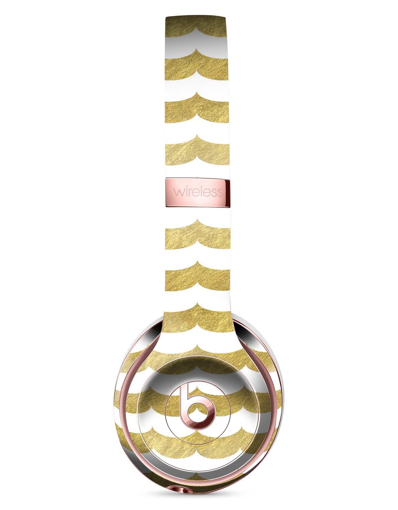 White and Gold Foil v9 Full-Body Skin Kit for Beats by Dre Solo 3, showcasing a stylish design that protects headphones.