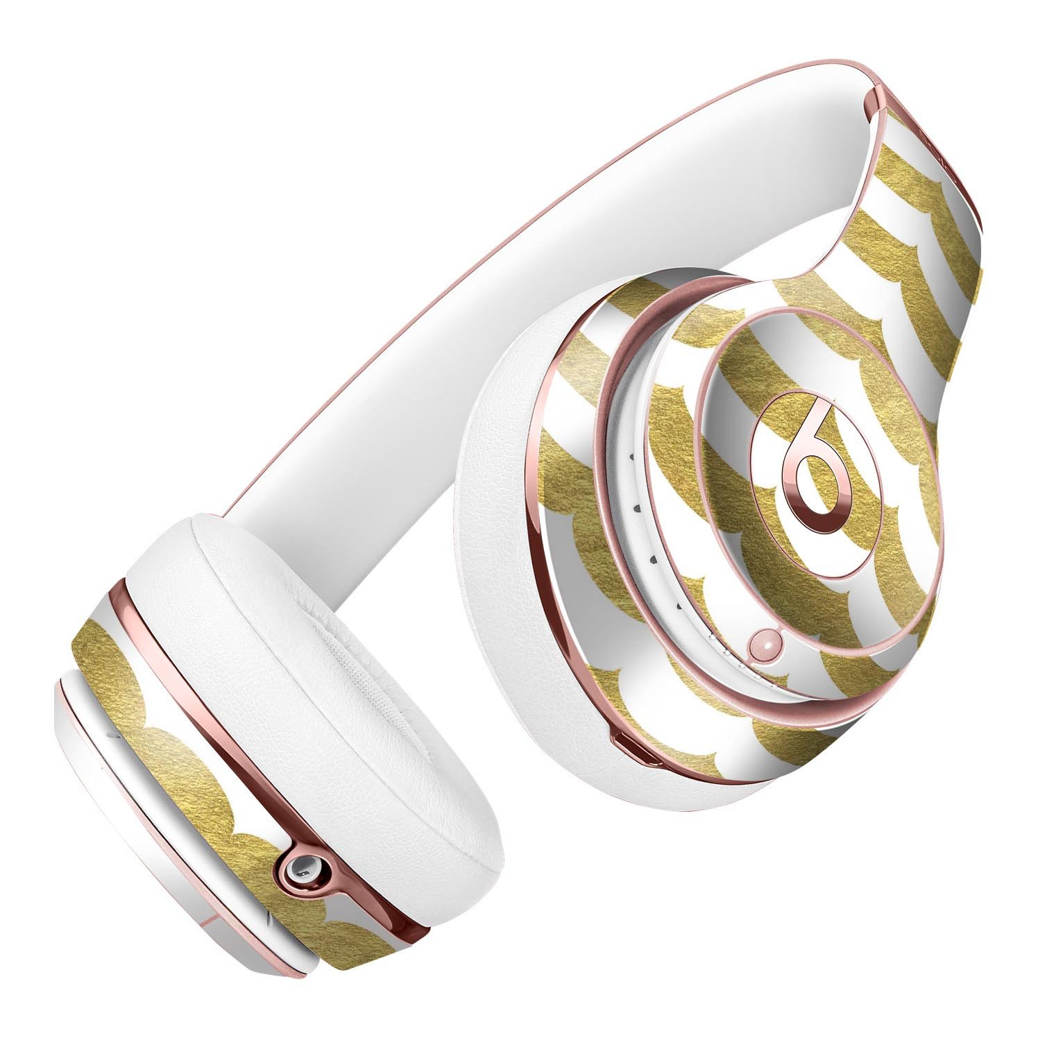 White and Gold Foil v9 Full-Body Skin Kit for Beats by Dre Solo 3, showcasing a stylish design that protects headphones.