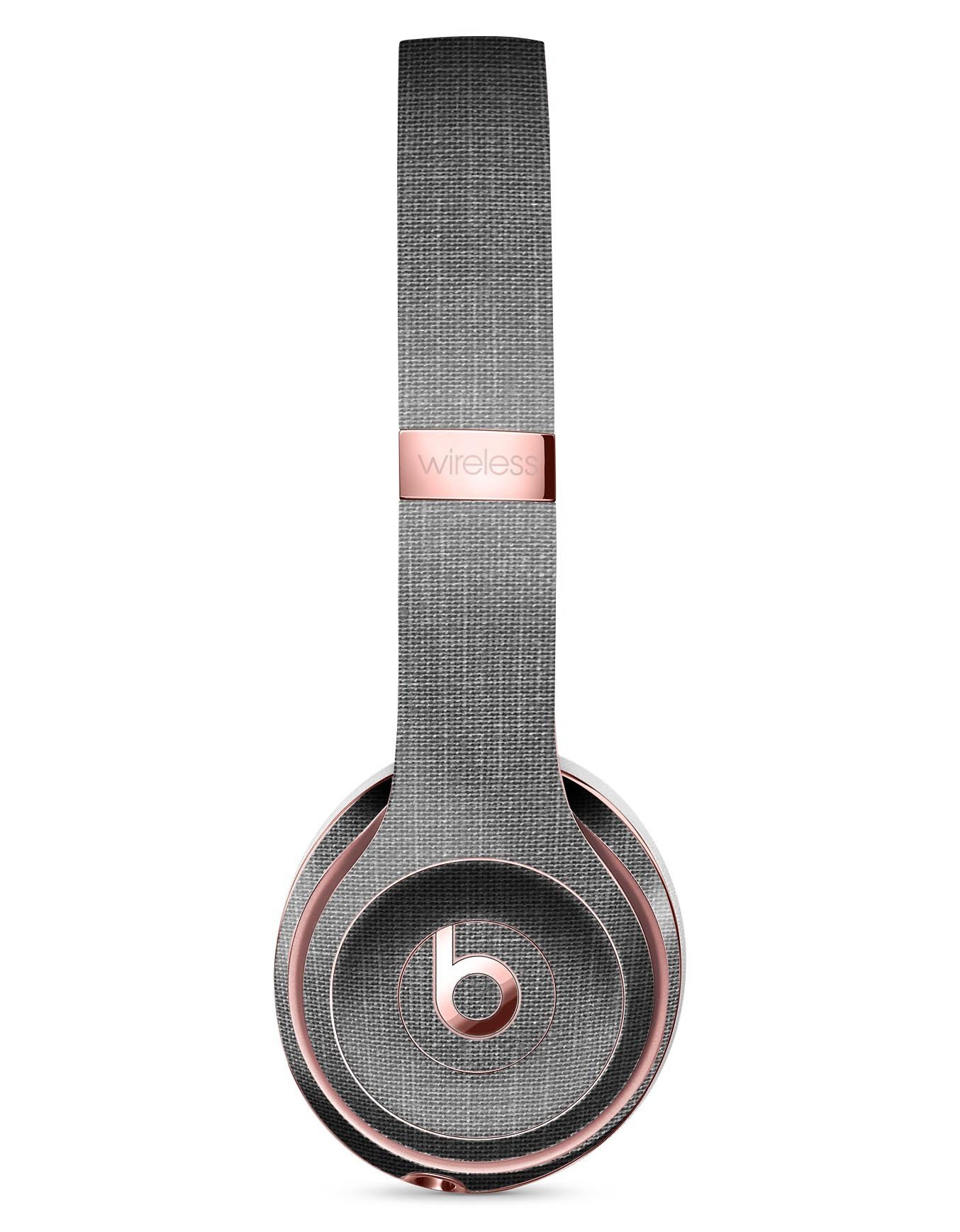 White and Gray Scratched Fabric Surface Skin Kit for Beats by Dre Solo 3 Wireless Headphones, showcasing a stylish design and premium vinyl material.