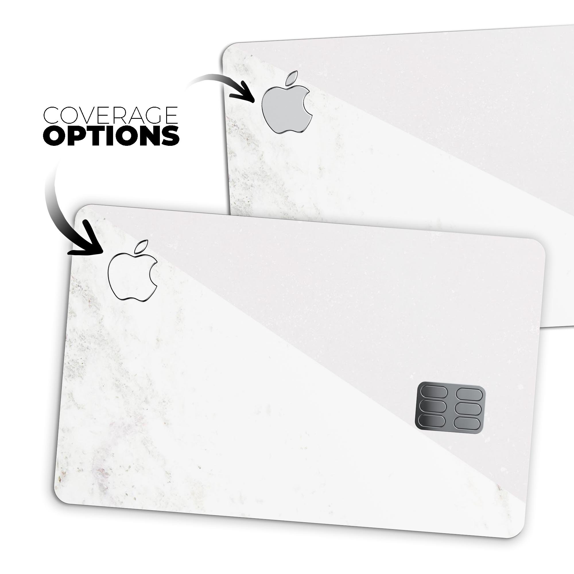 White and Neutral Marble Slab skin for Apple Card, showcasing premium vinyl design and protective features.