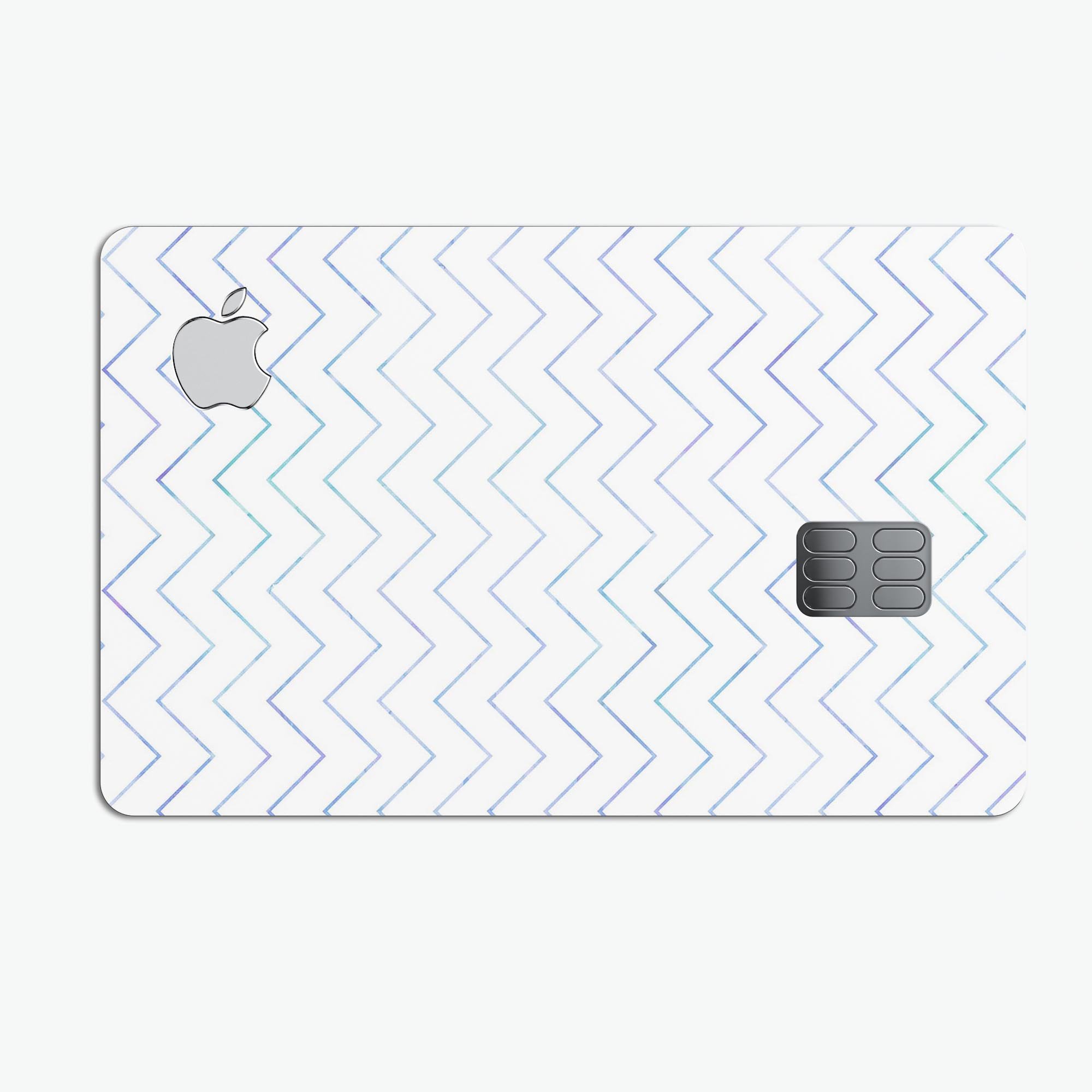 White and thin blue chevron pattern decal for Apple Card, showcasing its stylish design and premium quality.