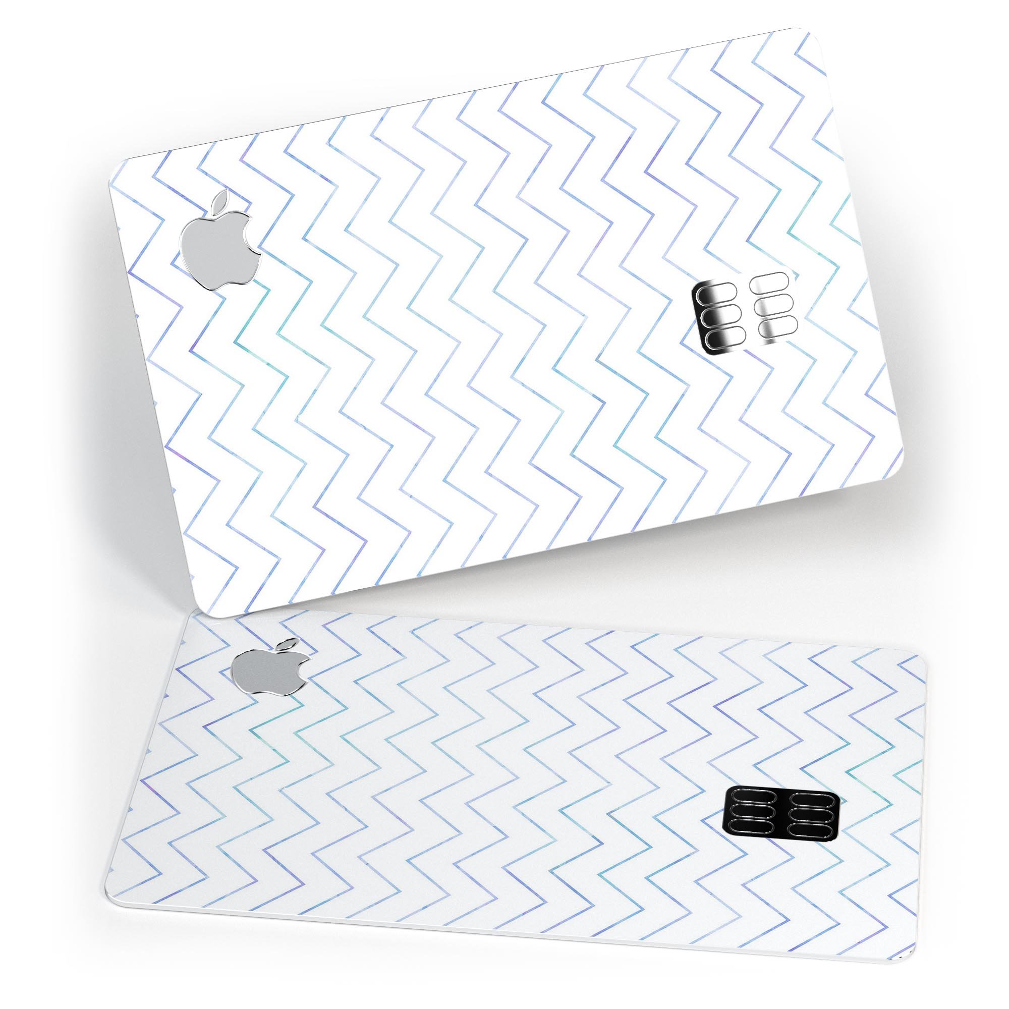 White and thin blue chevron pattern decal for Apple Card, showcasing its stylish design and premium quality.