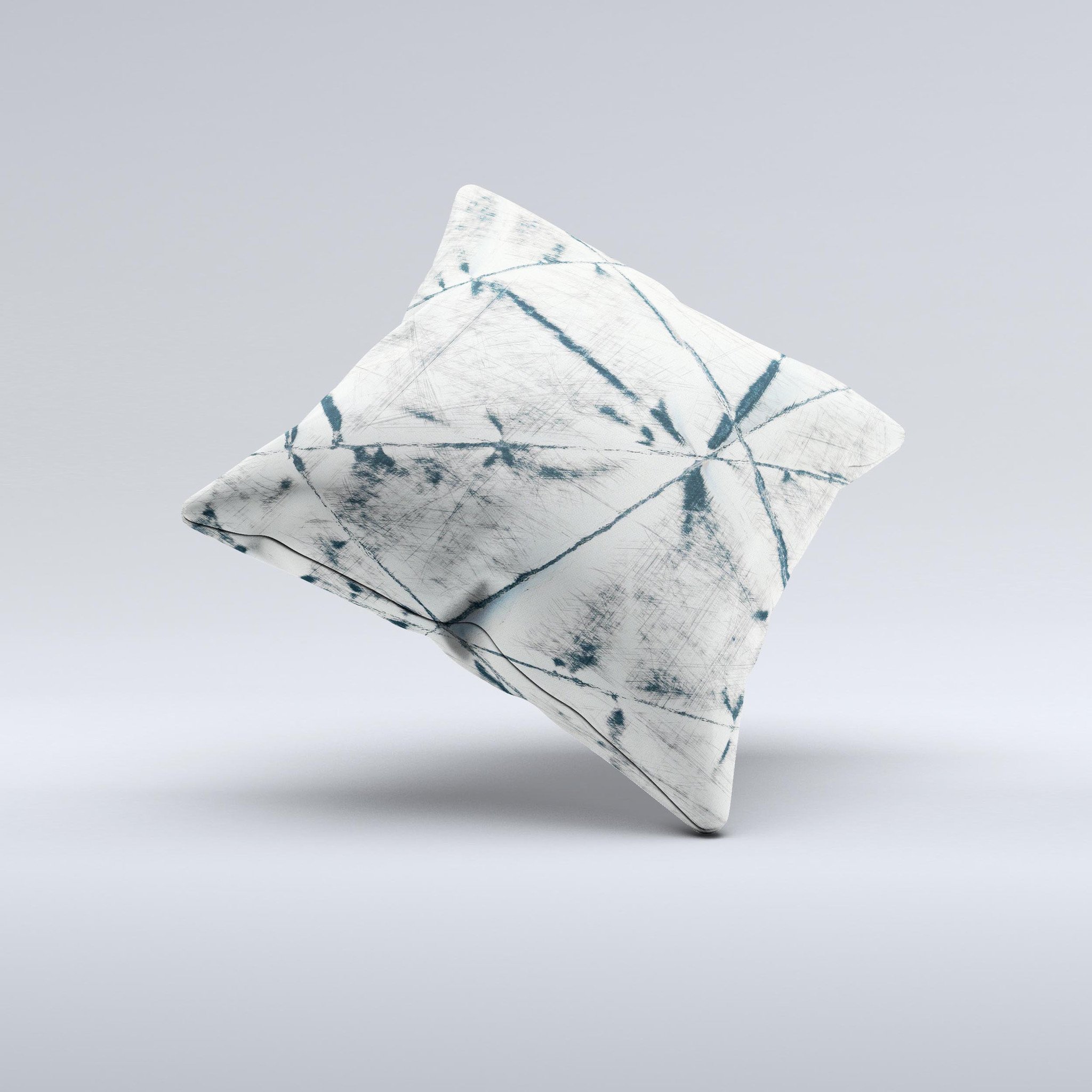 A beautifully handcrafted White Cracked Woven Texture decorative throw pillow featuring a unique ink-fuzed design, perfect for home decor.