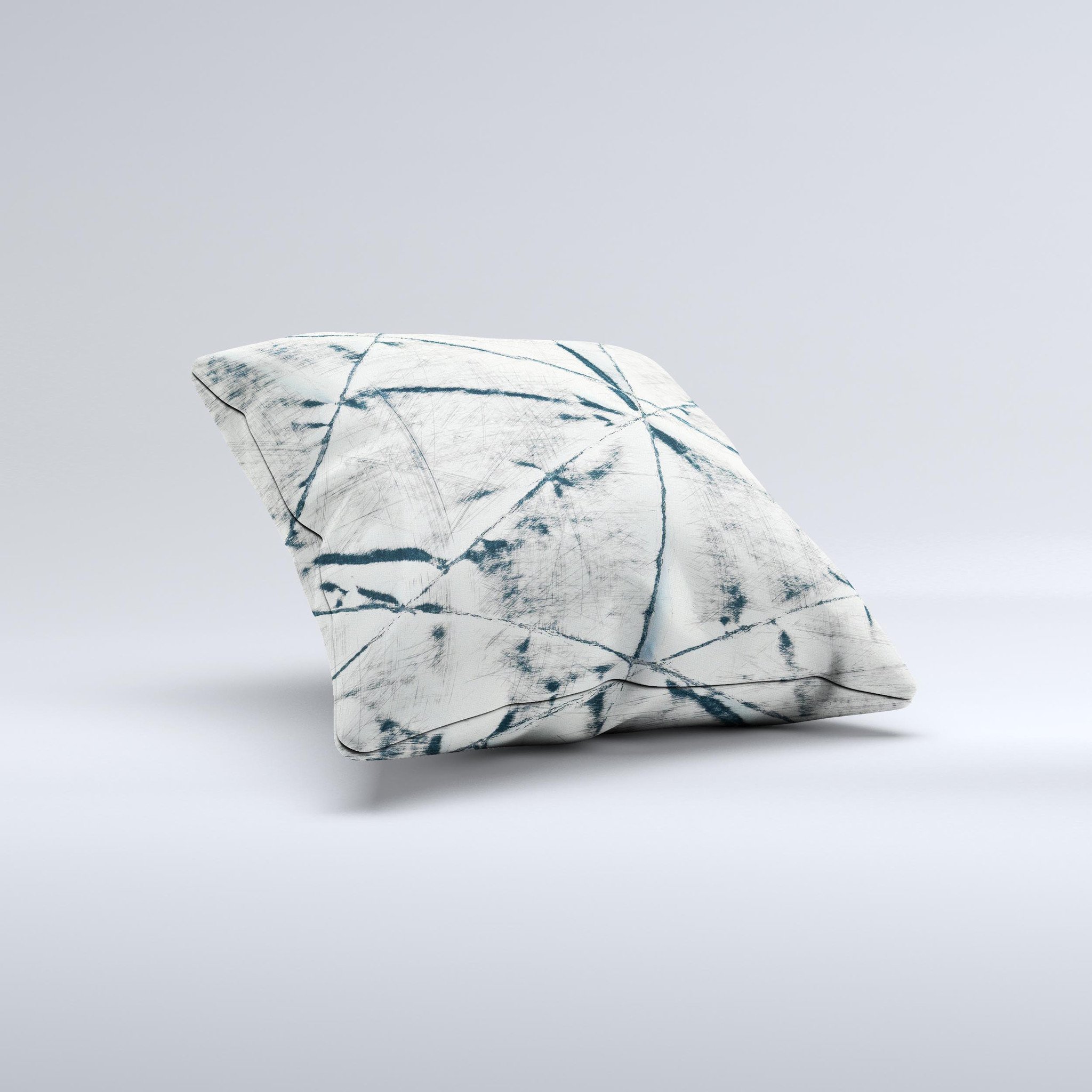 A beautifully handcrafted White Cracked Woven Texture decorative throw pillow featuring a unique ink-fuzed design, perfect for home decor.