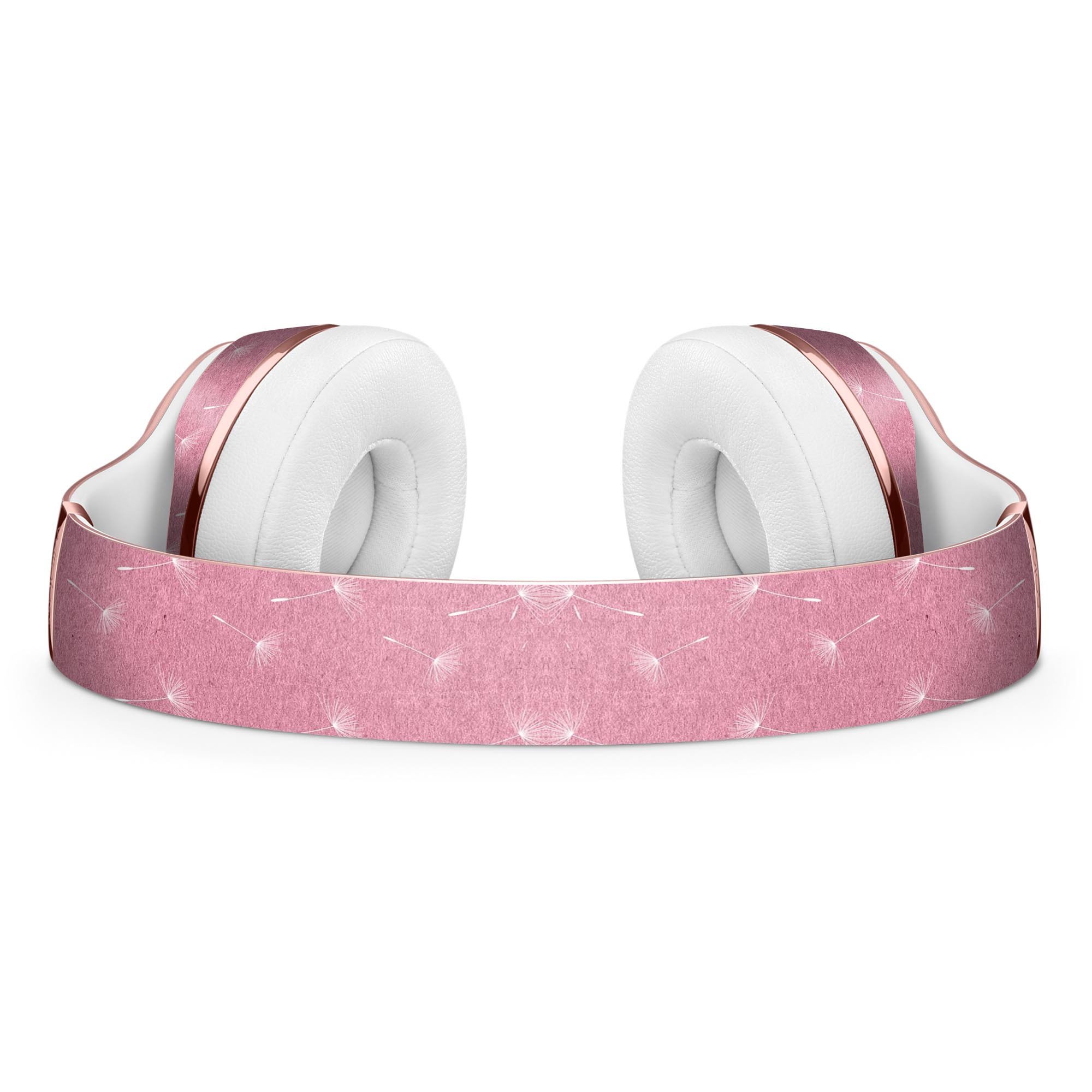 White Dandelions Over Pink Full-Body Skin Kit for Beats by Dre Solo 3 Wireless Headphones, showcasing a vibrant floral design.