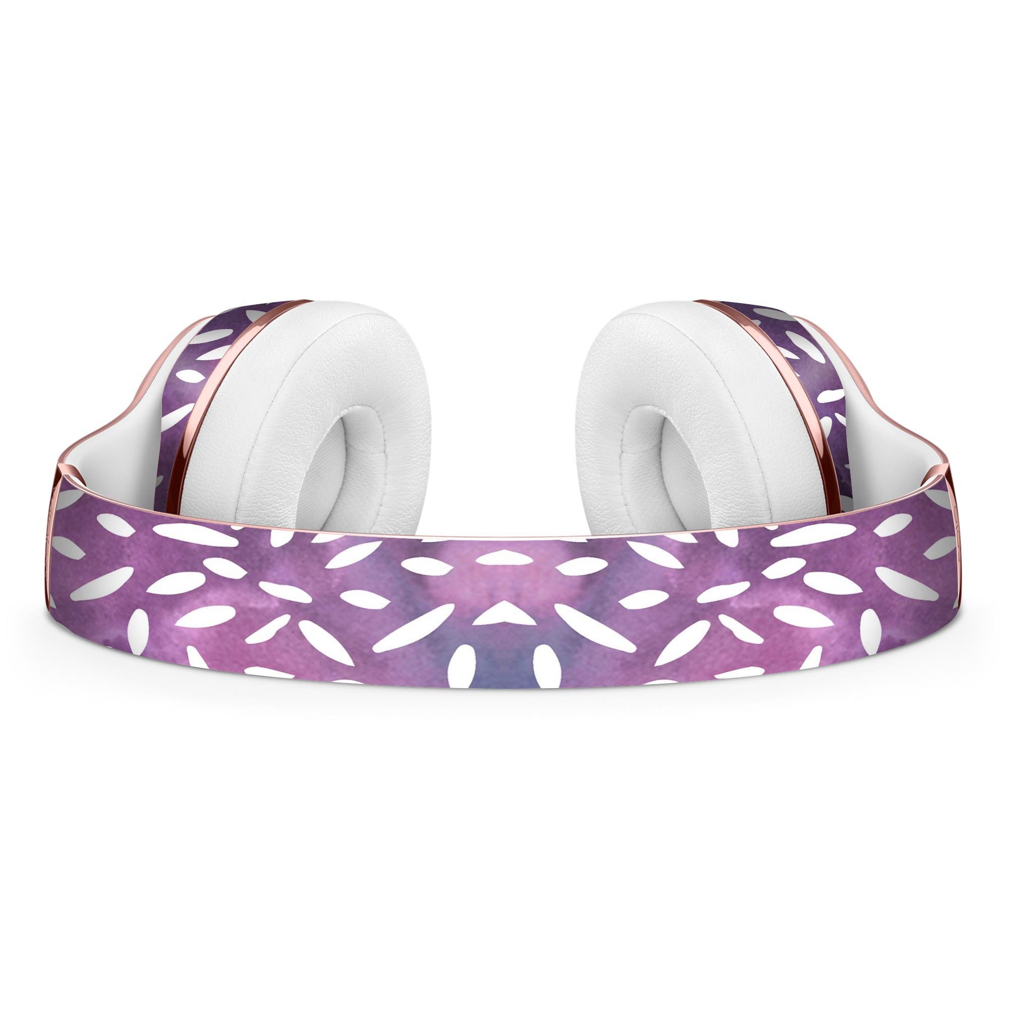 White Flower Pedals design on a purple grunge surface, showcasing a full-body skin kit for Beats by Dre Solo 3 Wireless Headphones.