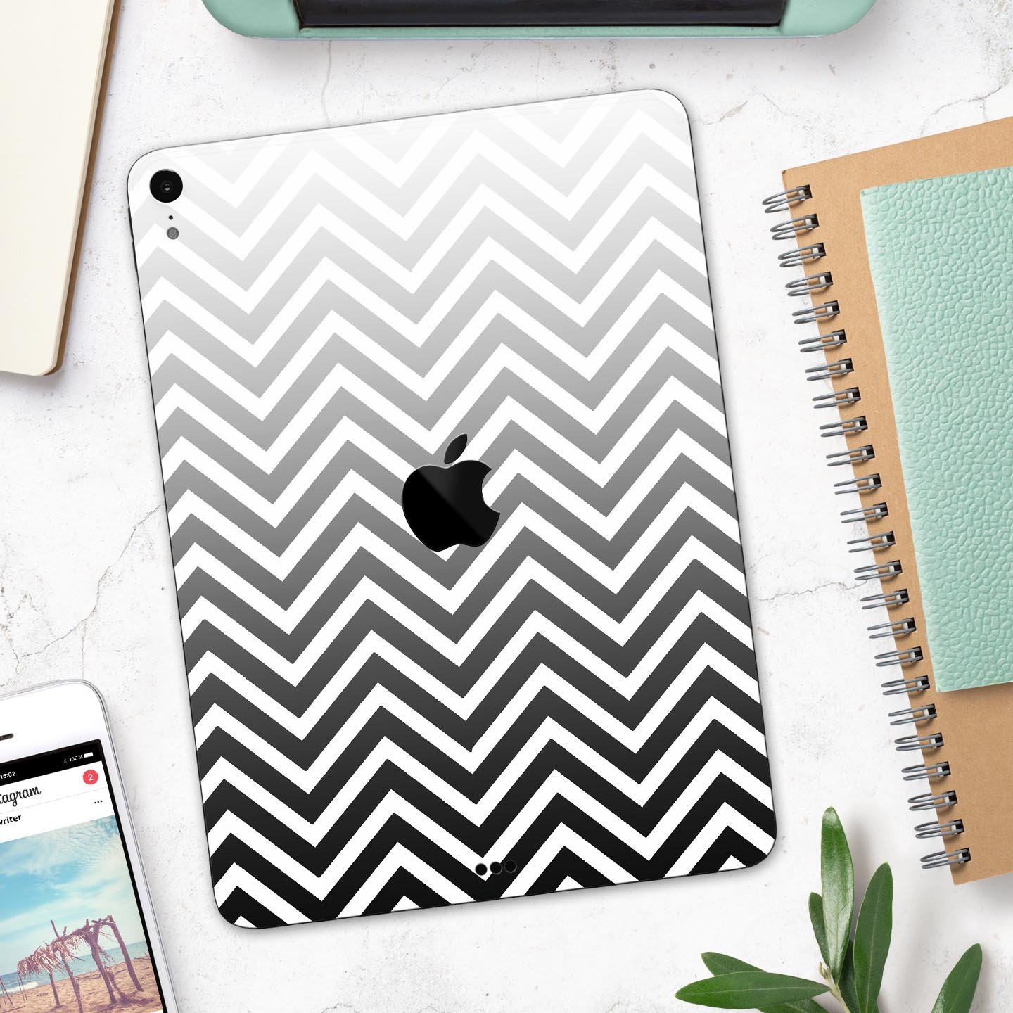 White and gradient sharp chevron full body skin decal for Apple devices, showcasing a stylish design and premium quality materials.