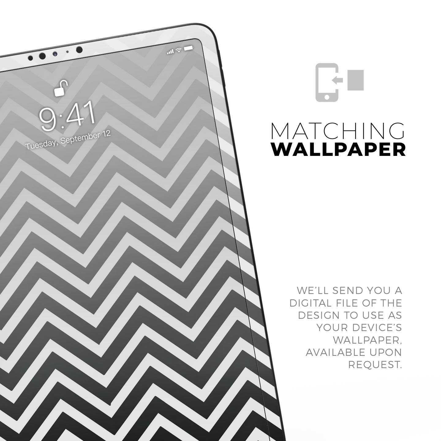 White and gradient sharp chevron full body skin decal for Apple devices, showcasing a stylish design and premium quality materials.