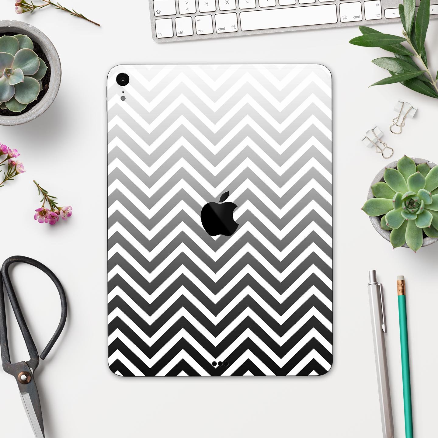 White and gradient sharp chevron full body skin decal for Apple devices, showcasing a stylish design and premium quality materials.