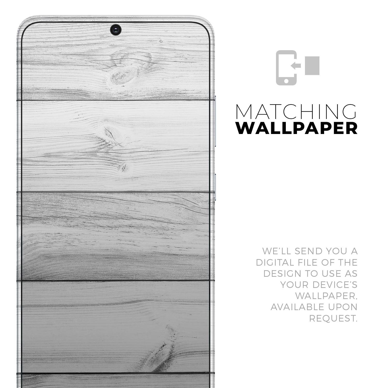 White and gray wood planks skin for Samsung Galaxy S-Series, showcasing a stylish design that enhances device appearance.