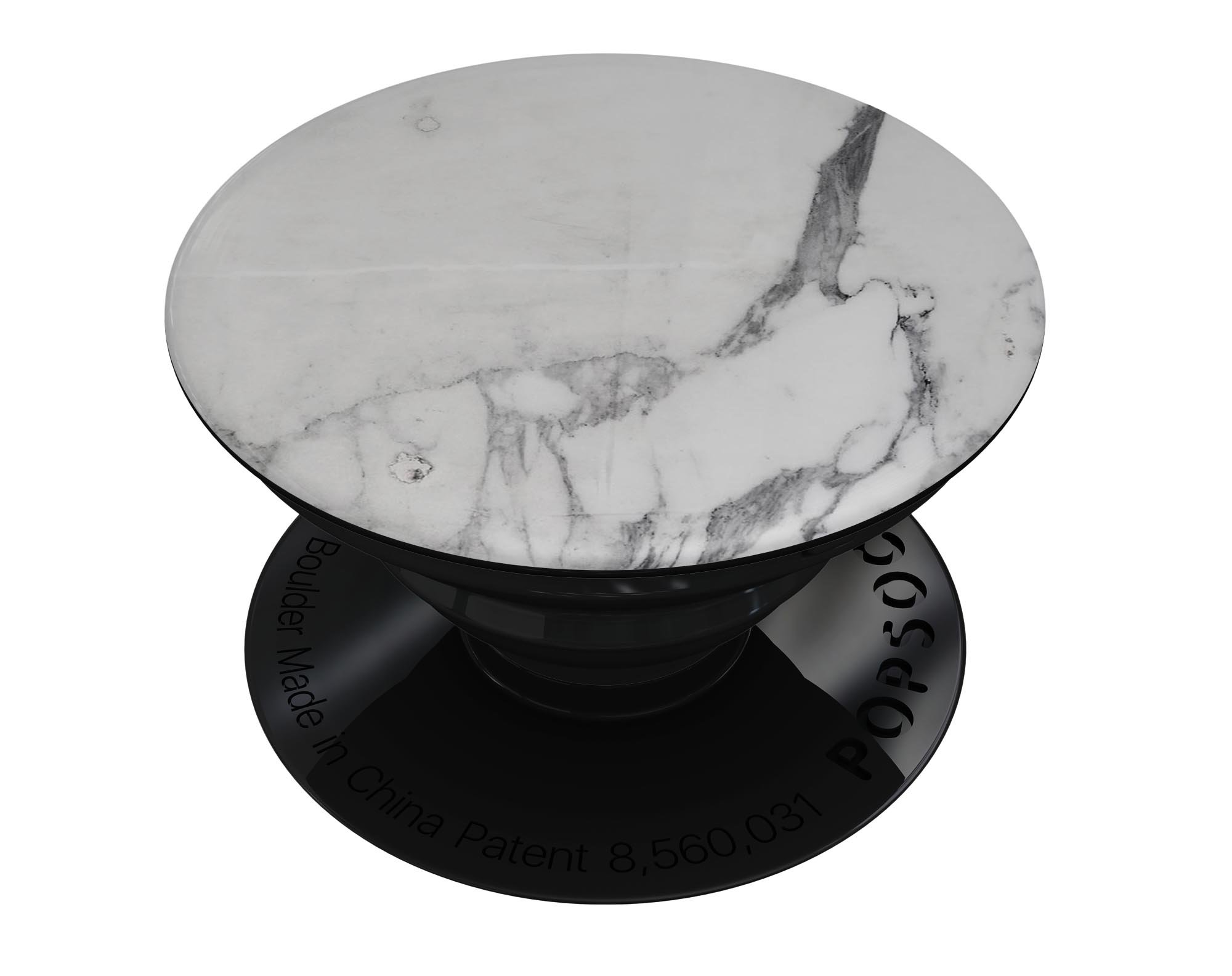 White and grey marble design skin kit for PopSockets, showcasing a stylish and durable vinyl finish.