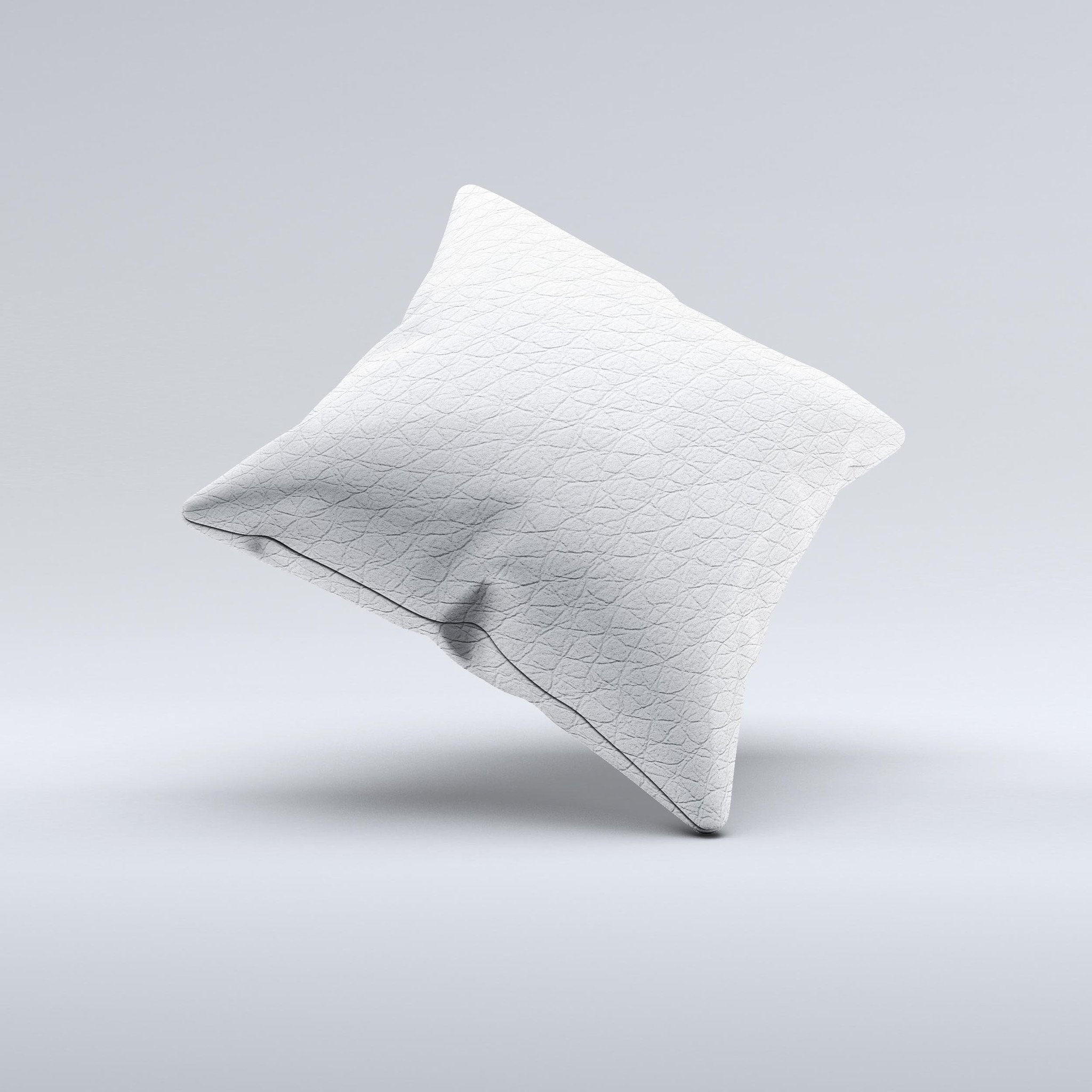 A stylish White Leather Texture ink-Fuzed Decorative Throw Pillow showcasing a unique handcrafted design, perfect for home decor.