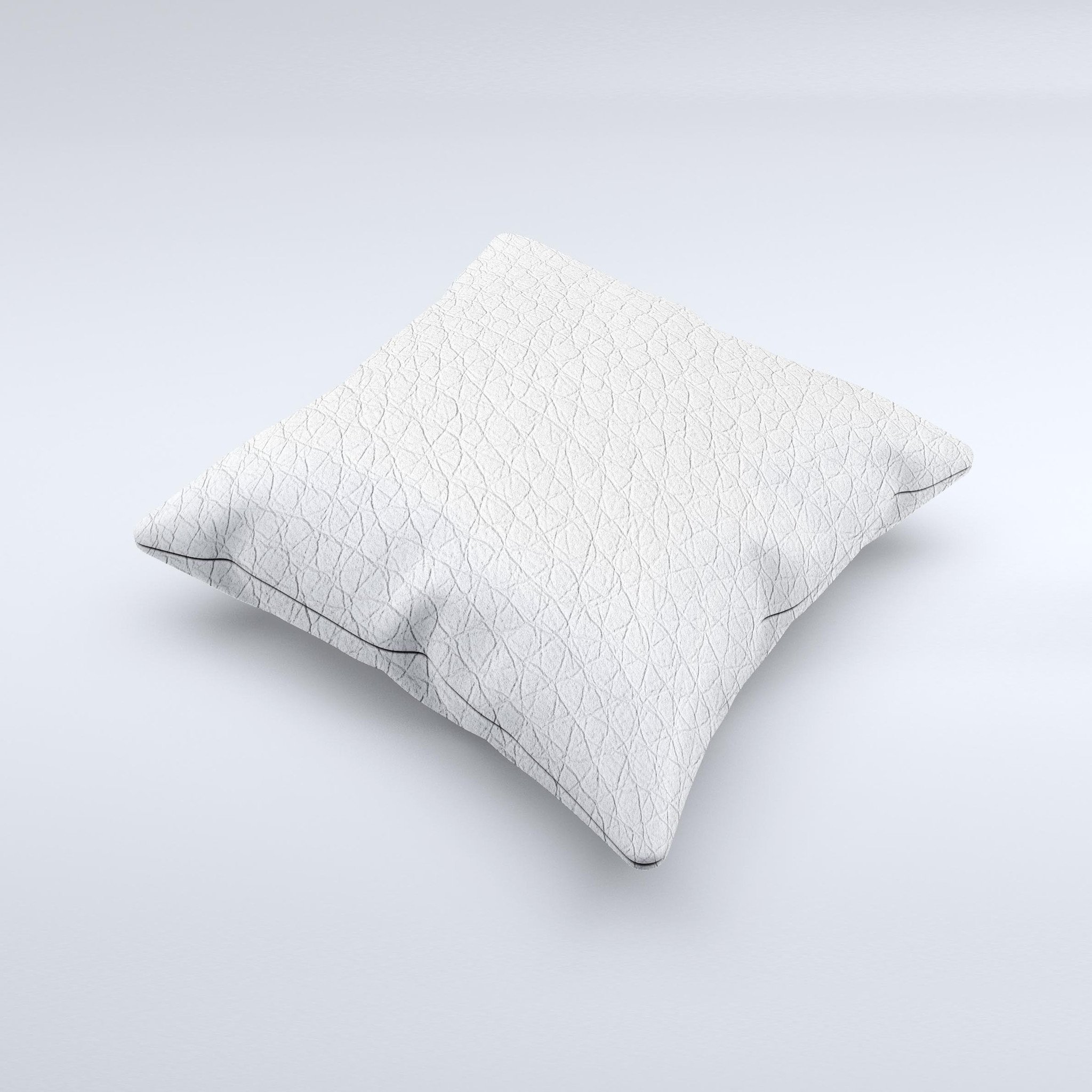 A stylish White Leather Texture ink-Fuzed Decorative Throw Pillow showcasing a unique handcrafted design, perfect for home decor.