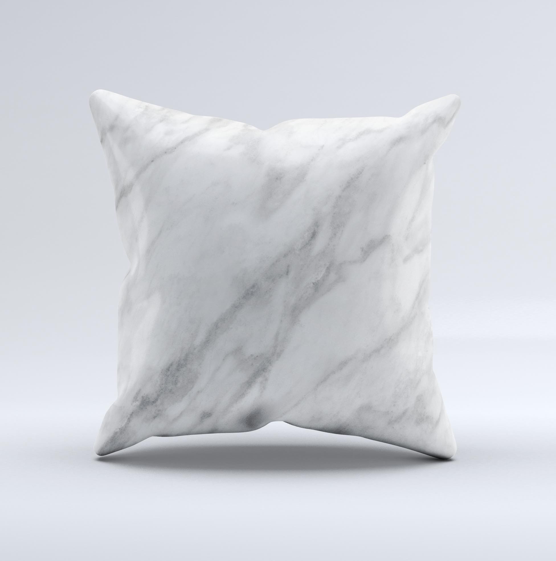 White Marble Surface ink-Fuzed Decorative Throw Pillow showcasing a unique marble design with a soft fabric finish, perfect for home decor.