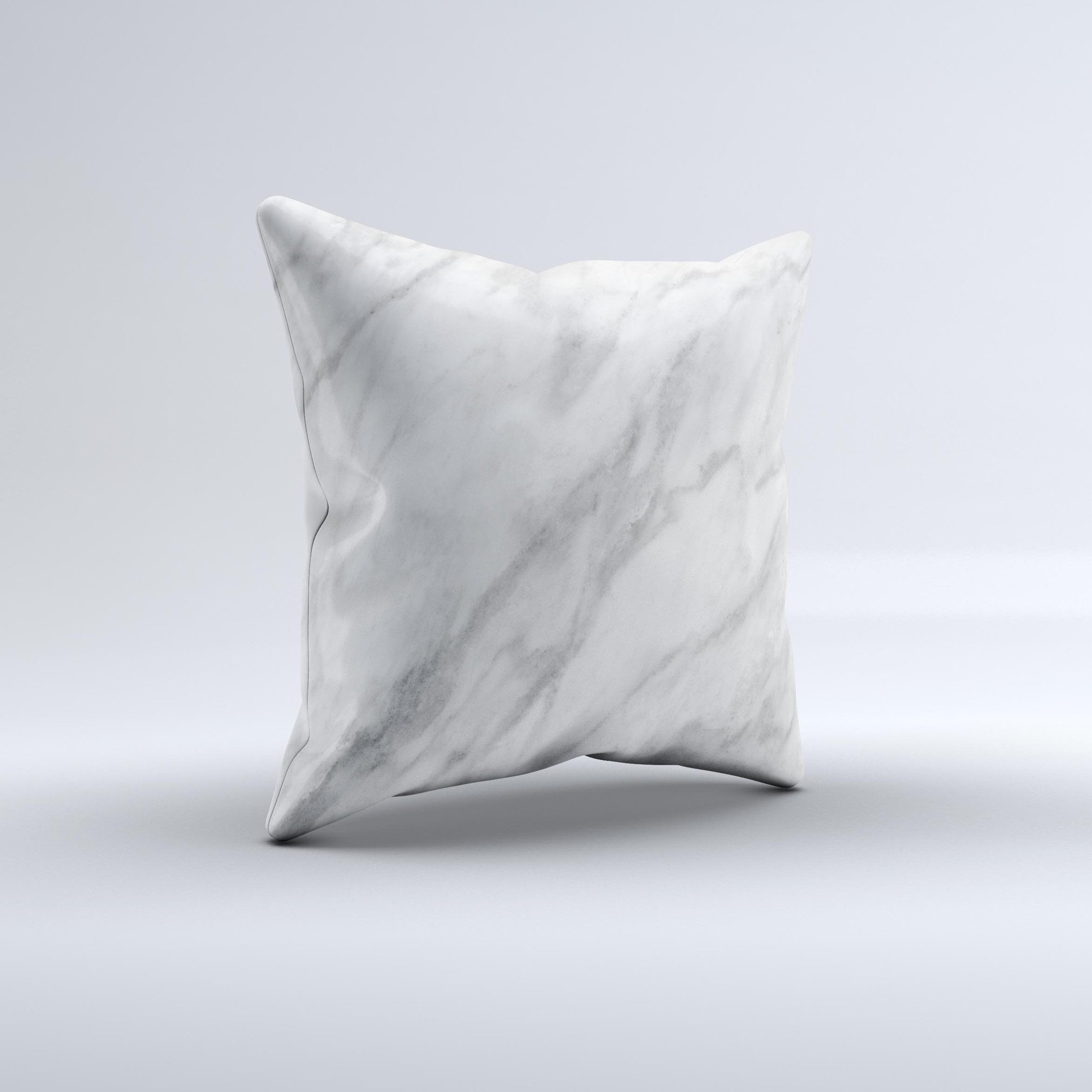 White Marble Surface ink-Fuzed Decorative Throw Pillow showcasing a unique marble design with a soft fabric finish, perfect for home decor.