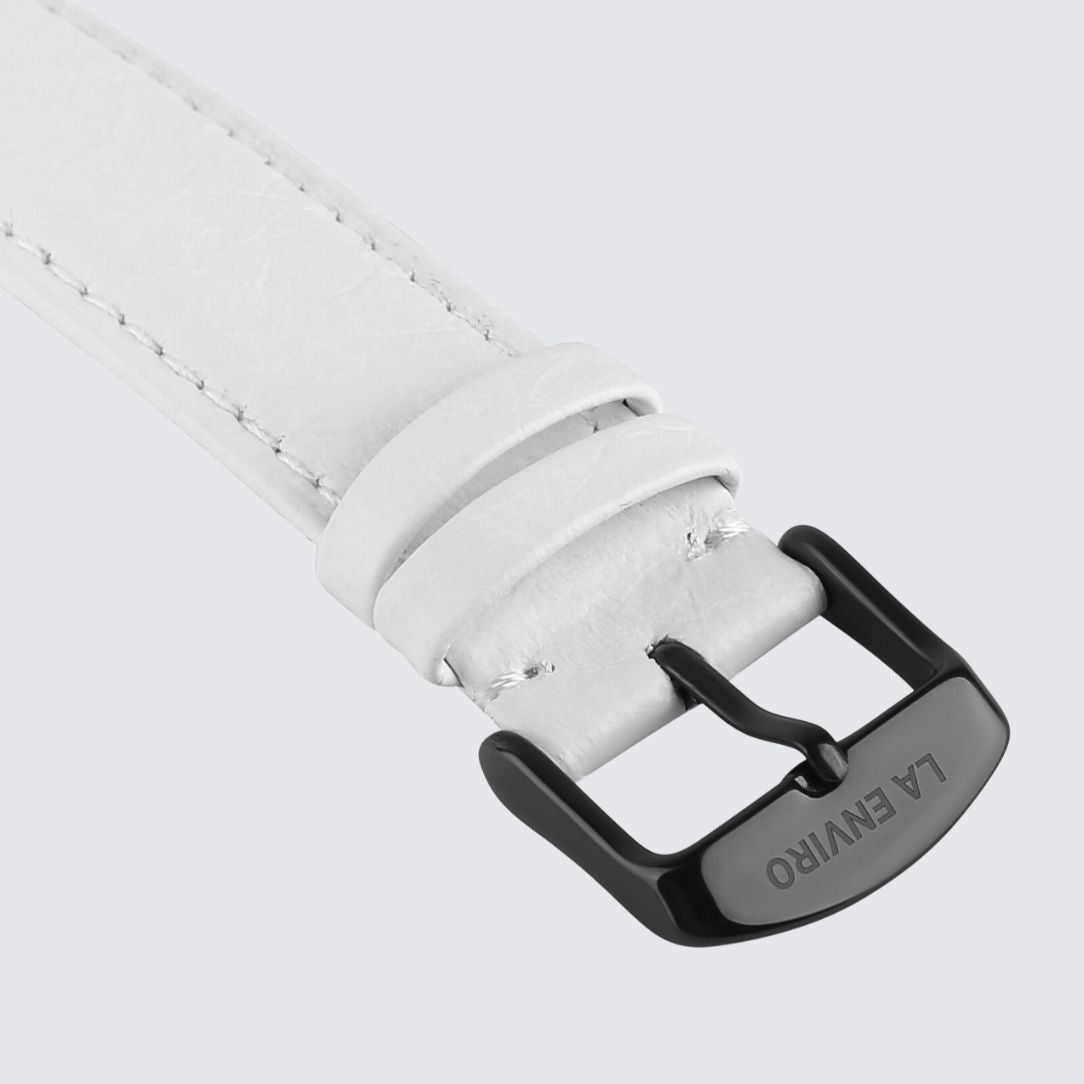 White Pineapple Leather Watch Strap, 20MM, featuring a sleek design and quick release pins for easy strap changes.