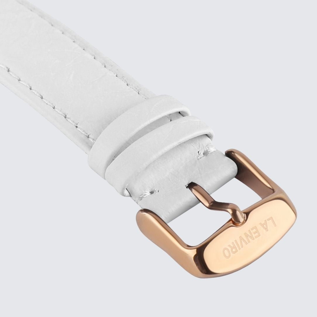 White Pineapple Leather Watch Strap, 20MM, featuring a sleek design and quick release pins for easy strap changes.