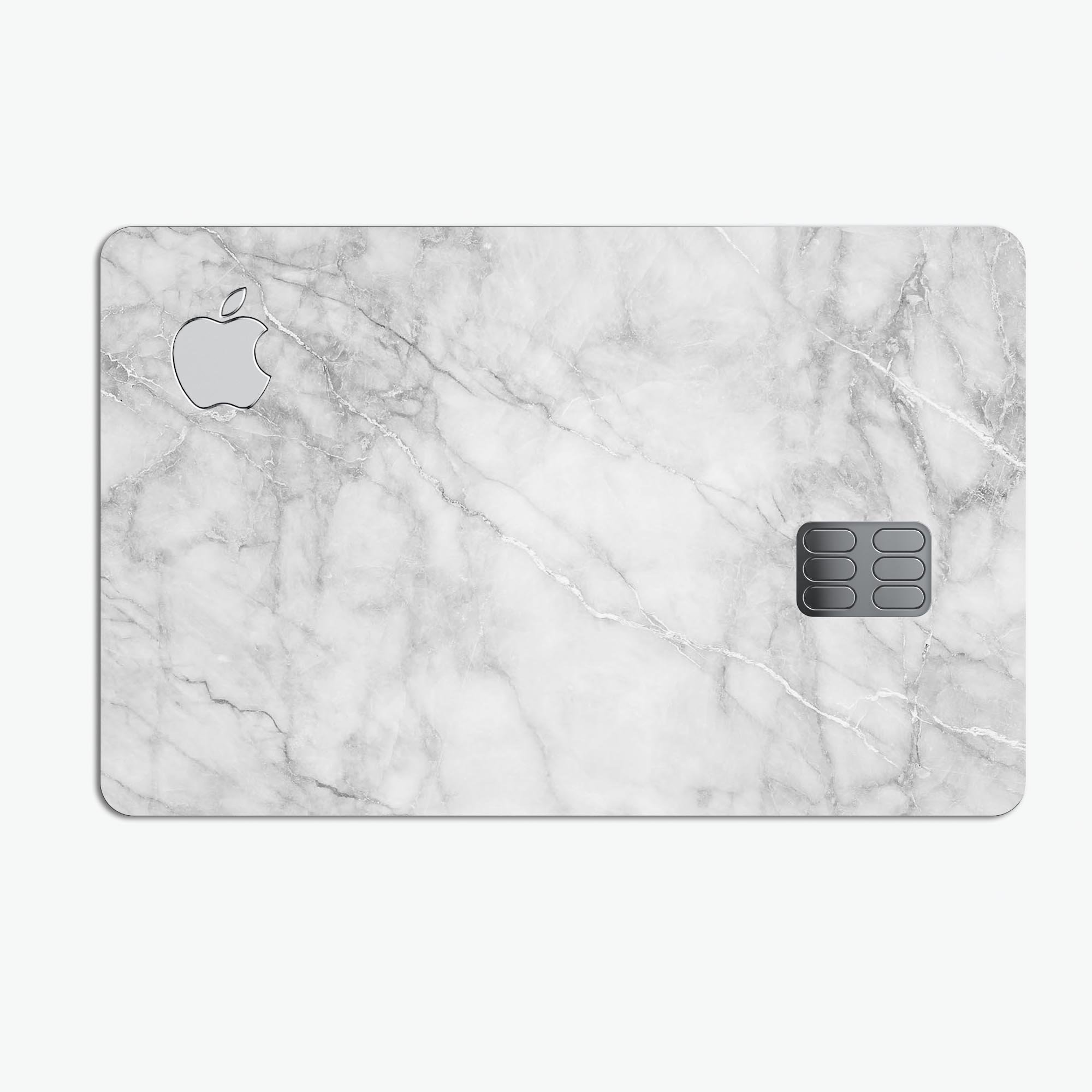 White Scratched Marble Premium Protective Decal Skin-Kit for Apple Card, showcasing its elegant design and protective features.