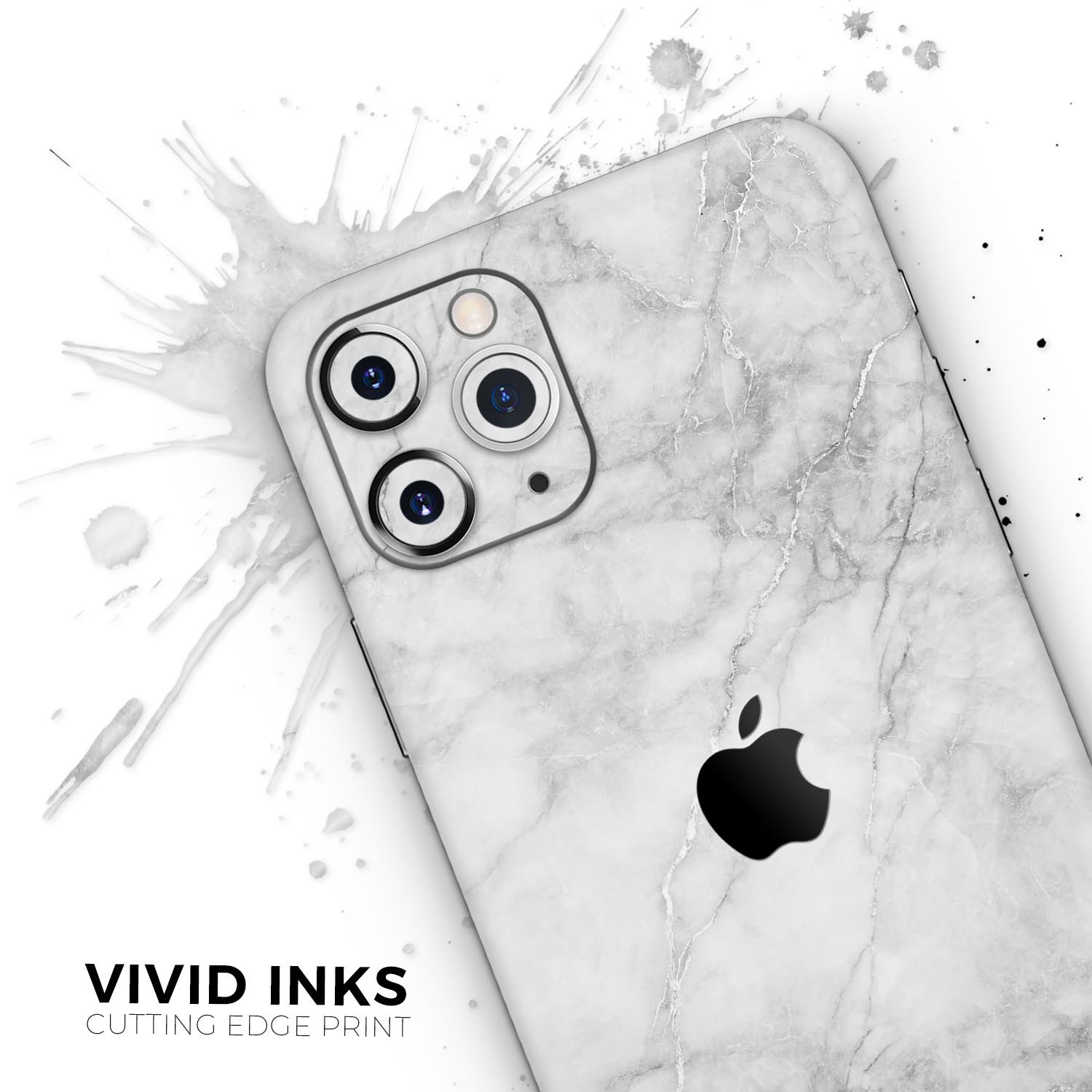 White Scratched Marble Skin-Kit for Apple iPhone, showcasing a stylish marble design with a smooth finish.