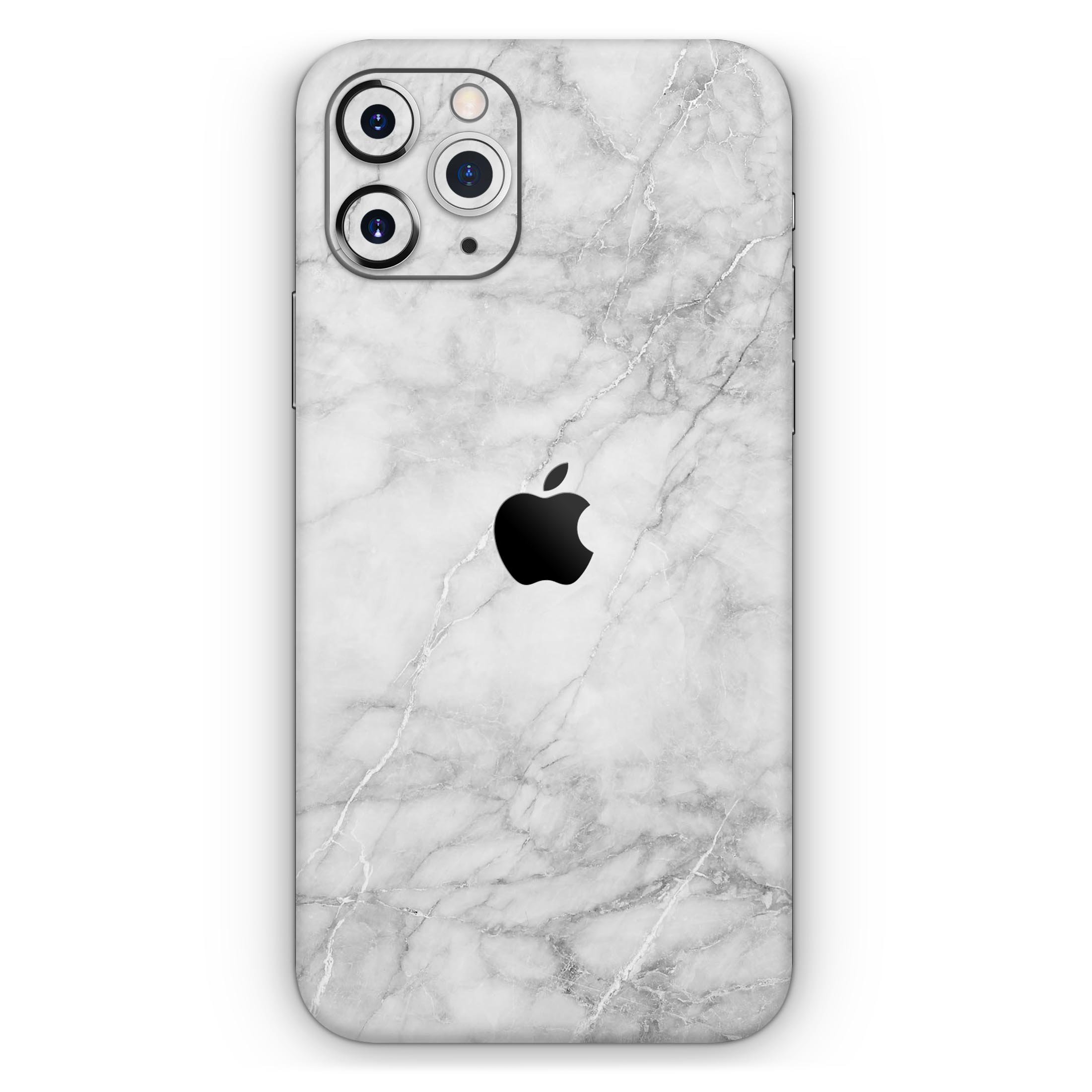 White Scratched Marble Skin-Kit for Apple iPhone, showcasing a stylish marble design with a smooth finish.