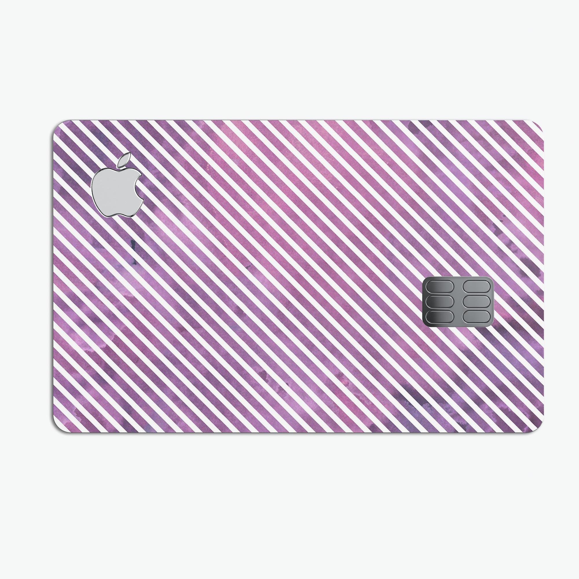 Premium protective decal featuring white slanted lines over pink fumes, designed for Apple Card.