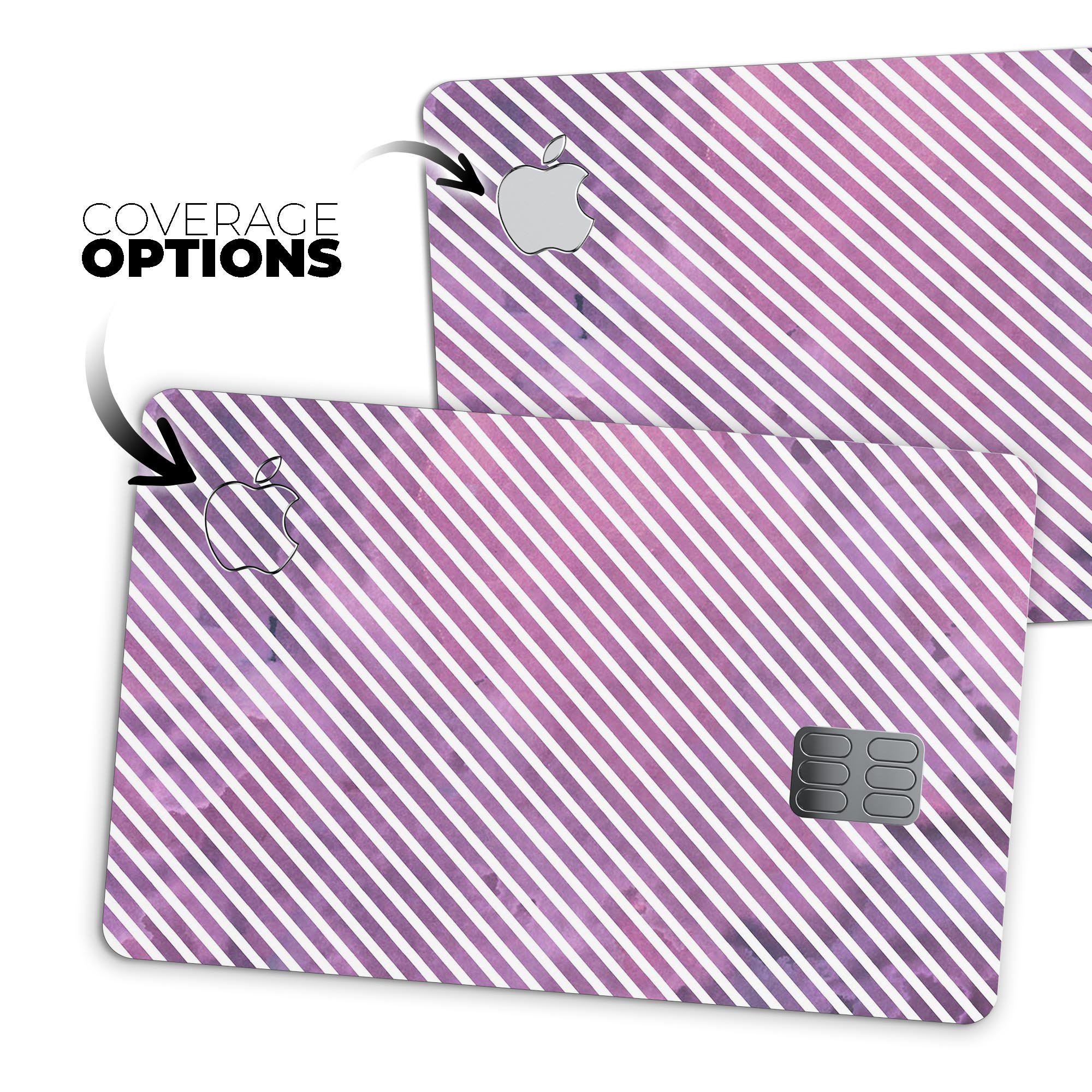 Premium protective decal featuring white slanted lines over pink fumes, designed for Apple Card.