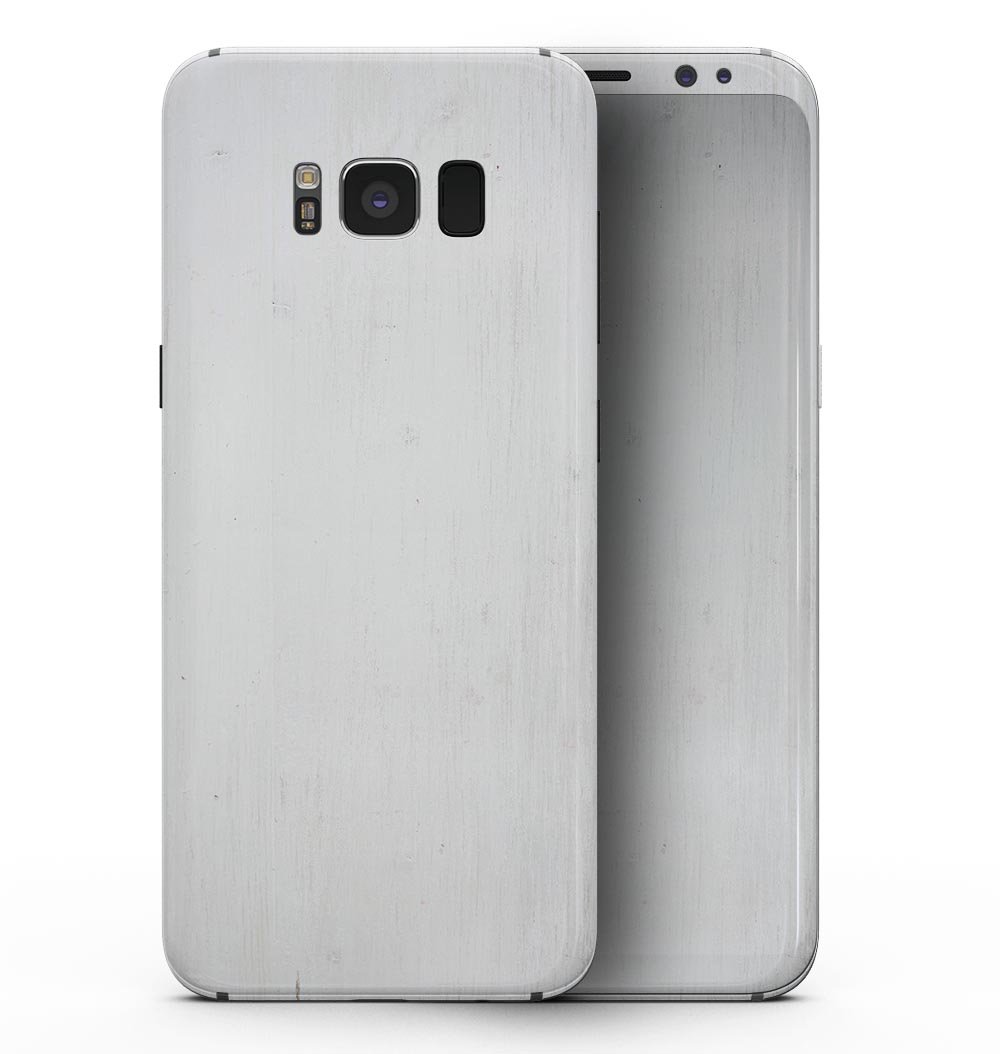 Samsung Galaxy S8 with White Washed Woodgrain skin, showcasing a stylish woodgrain finish.