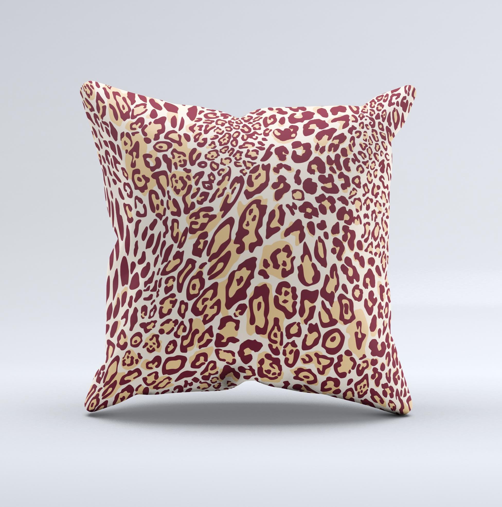 Wild Leopard Print ink-Fuzed Decorative Throw Pillow showcasing a unique leopard pattern on a soft fabric, perfect for home decor.