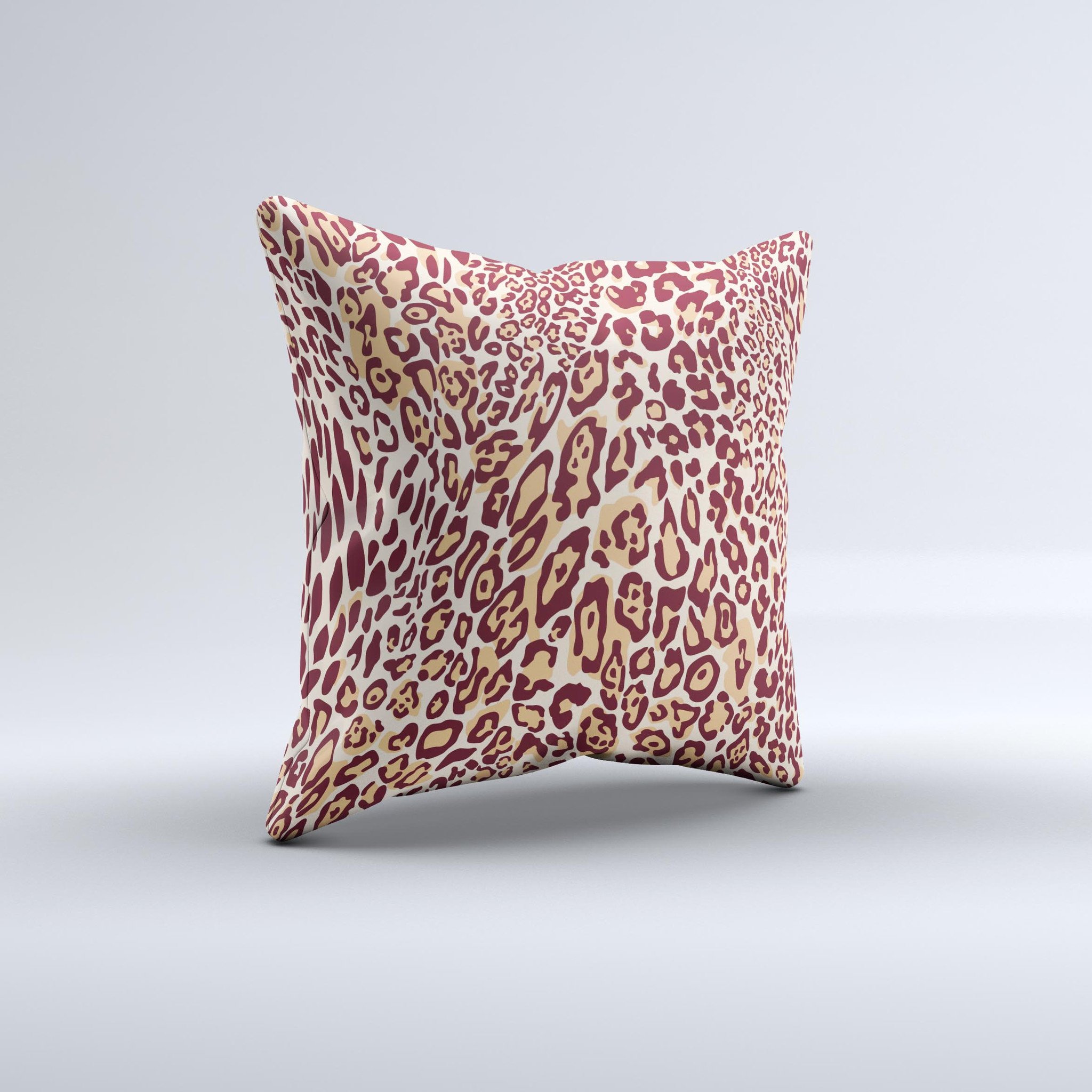 Wild Leopard Print ink-Fuzed Decorative Throw Pillow showcasing a unique leopard pattern on a soft fabric, perfect for home decor.