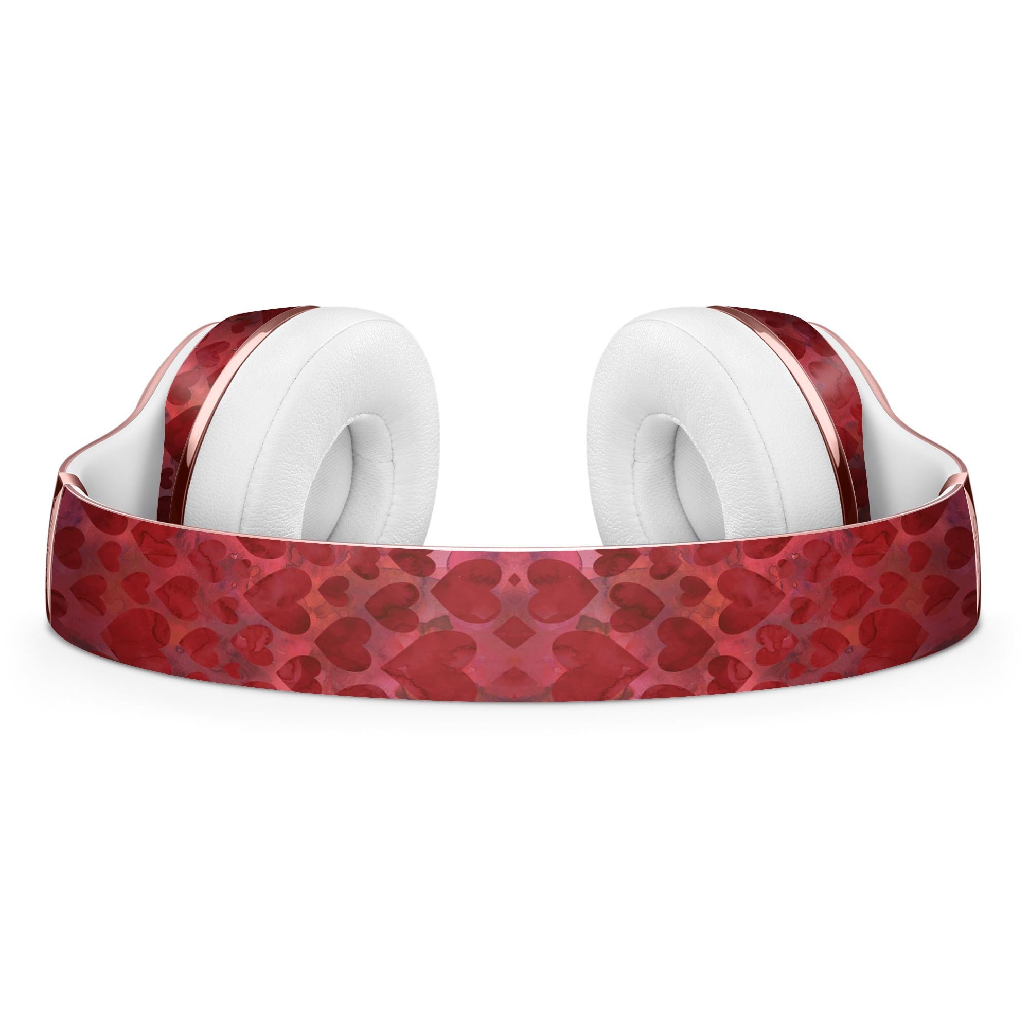 Wine Watercolor Hearts Full-Body Skin Kit for Beats by Dre Solo 3, showcasing vibrant colors and intricate heart designs.