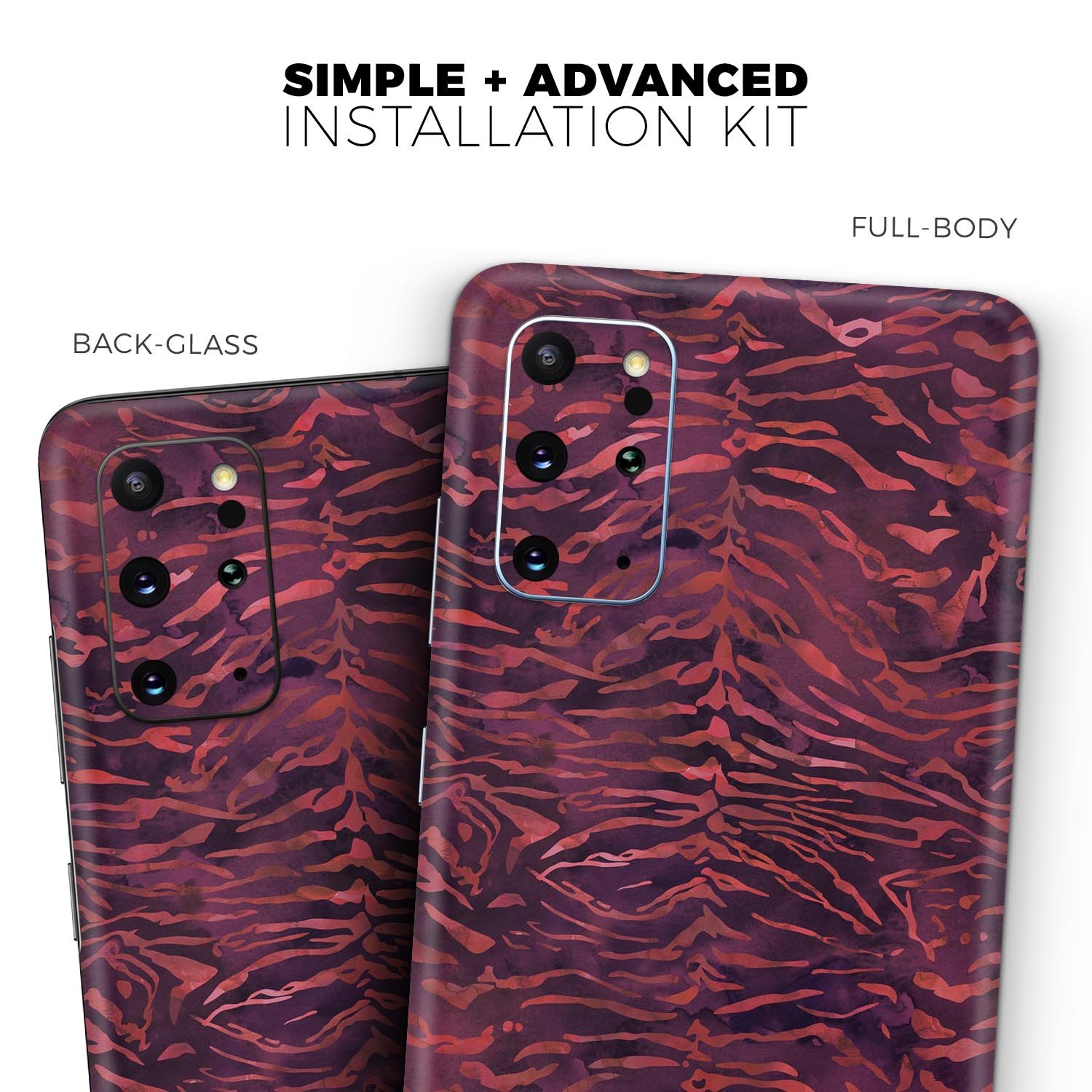 Wine Watercolor Tiger Pattern Skin-Kit for Samsung Galaxy, showcasing vibrant colors and unique design.