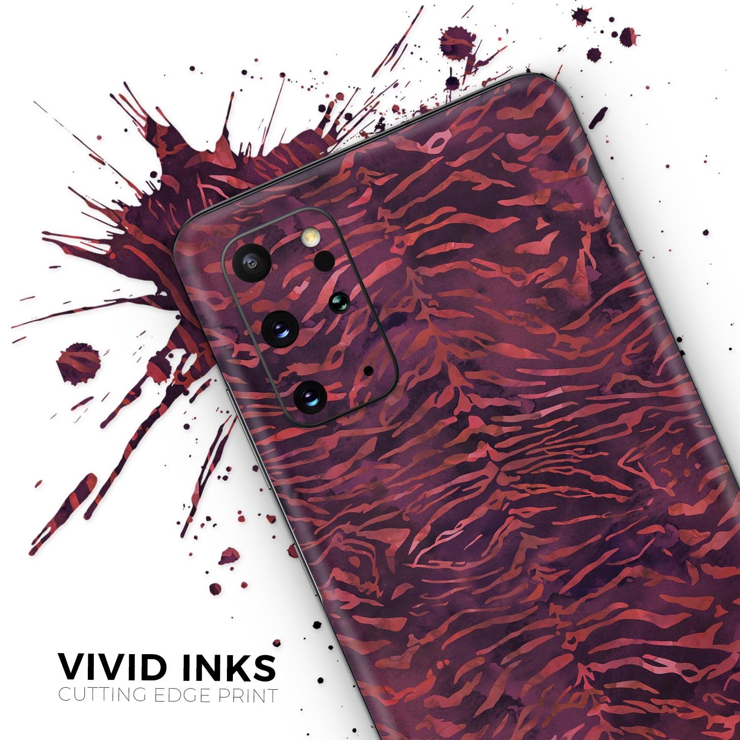 Wine Watercolor Tiger Pattern Skin-Kit for Samsung Galaxy, showcasing vibrant colors and unique design.