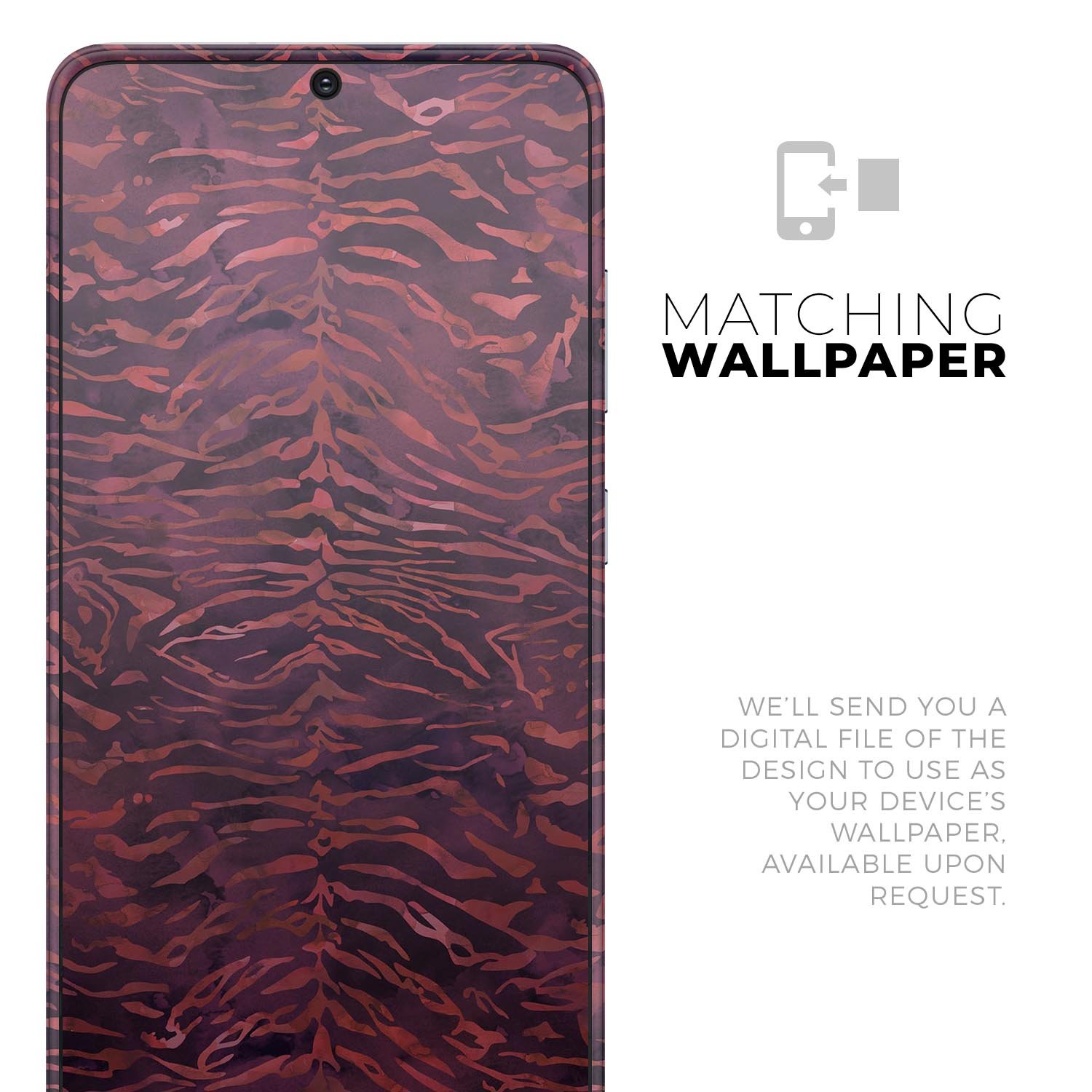 Wine Watercolor Tiger Pattern Skin-Kit for Samsung Galaxy, showcasing vibrant colors and unique design.