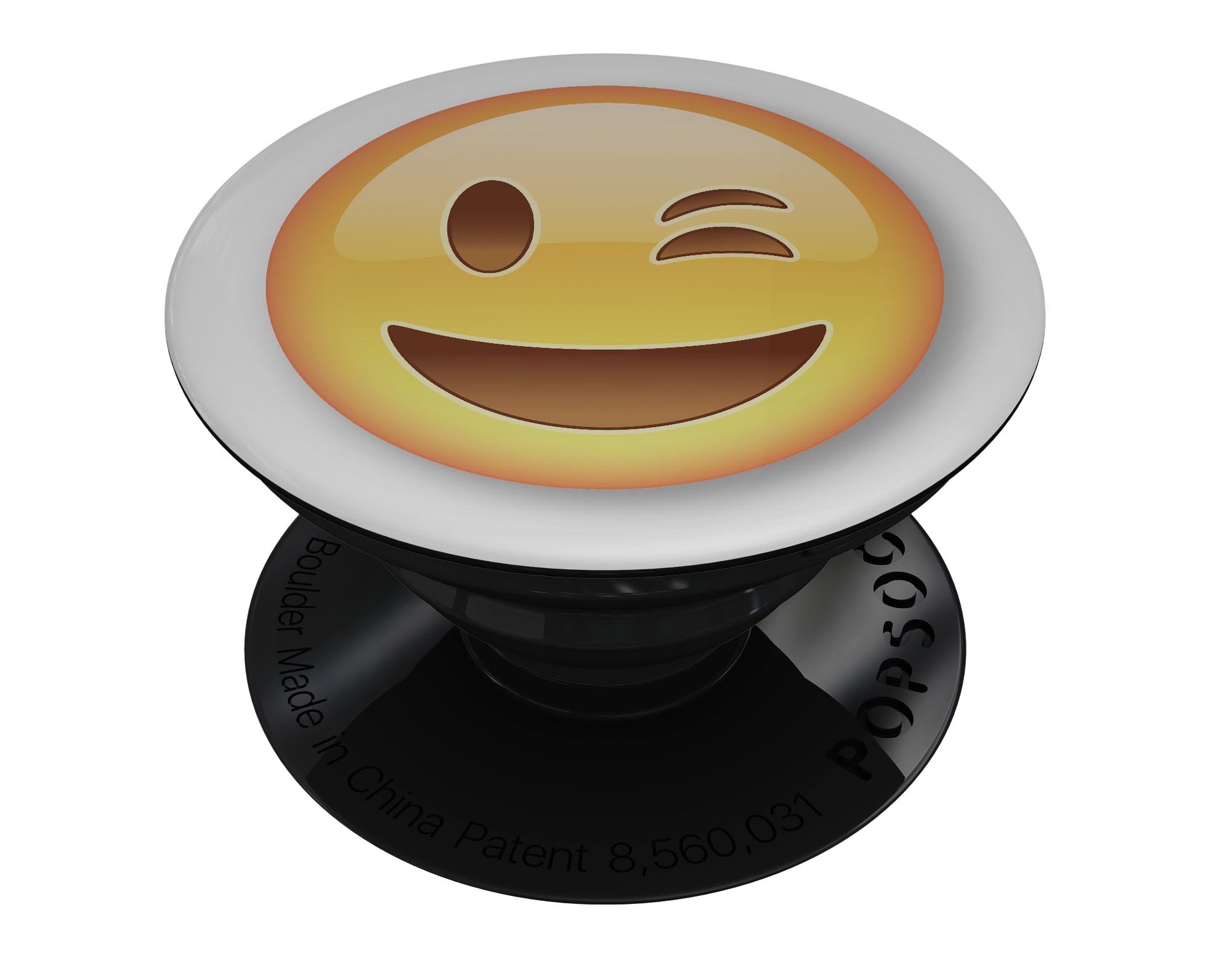 Wink Emoticon Emoji Skin Kit for PopSockets, featuring a vibrant design on premium vinyl.