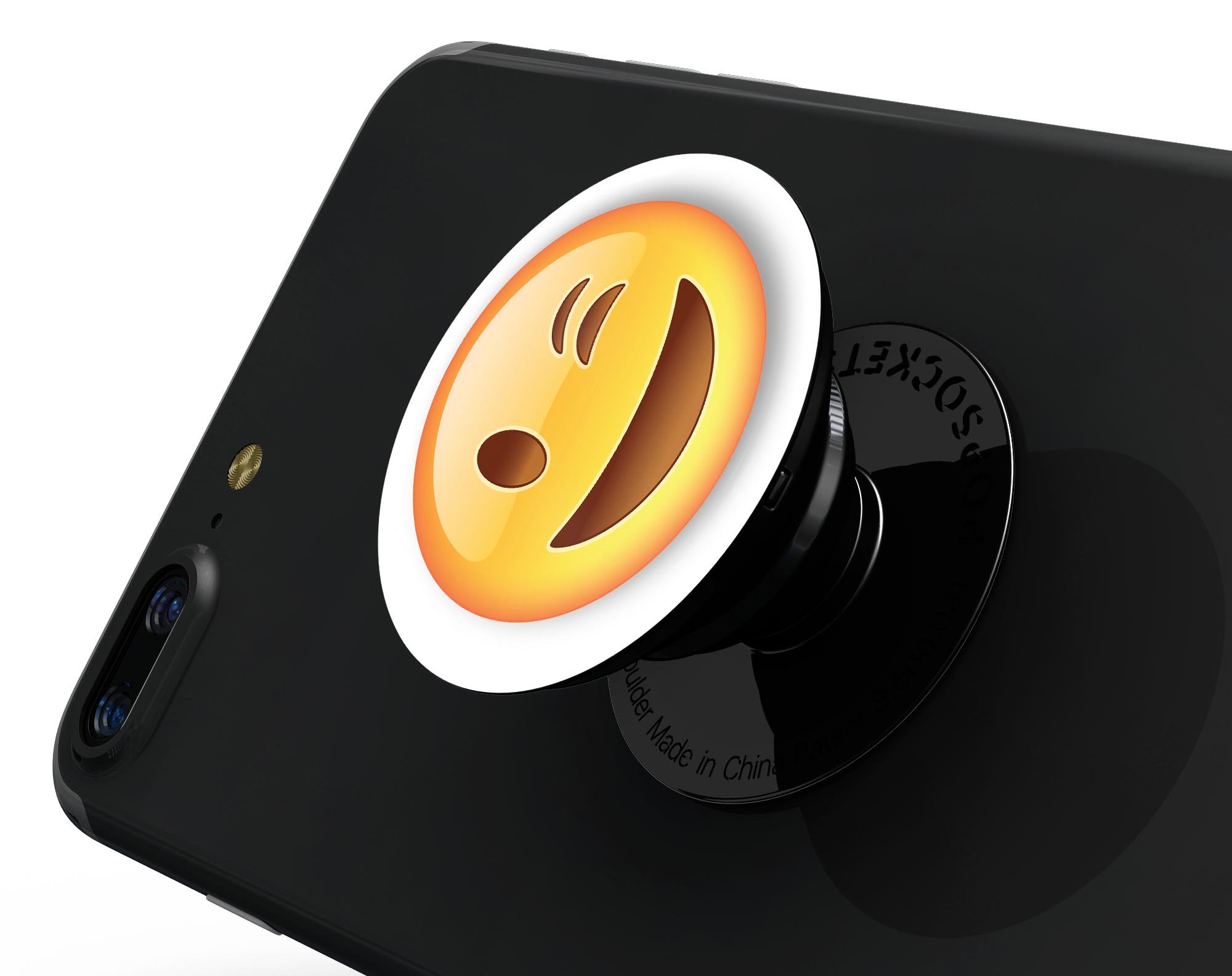 Wink Emoticon Emoji Skin Kit for PopSockets, featuring a vibrant design on premium vinyl.